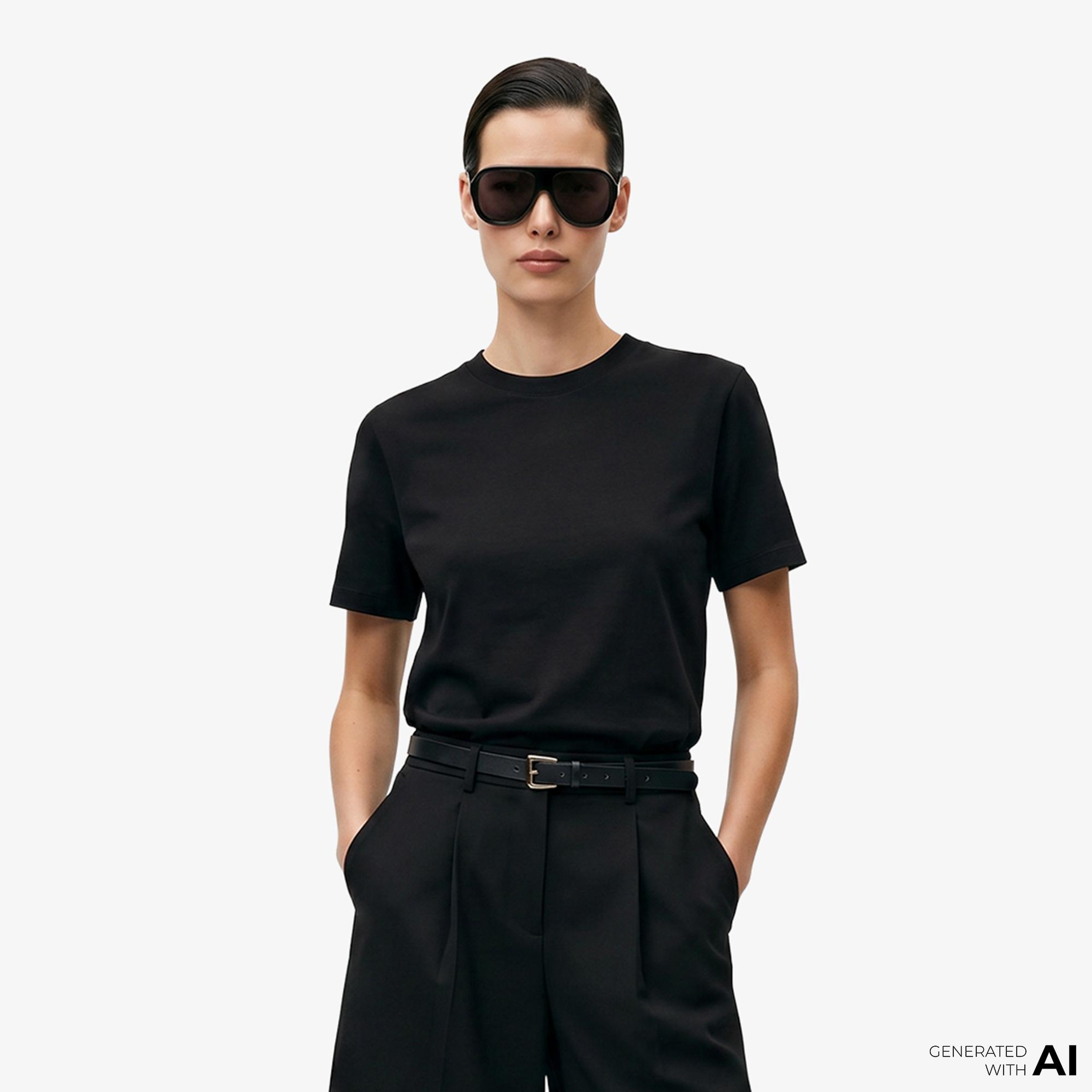 FashFed Basic Unisex Siyah T-Shirt