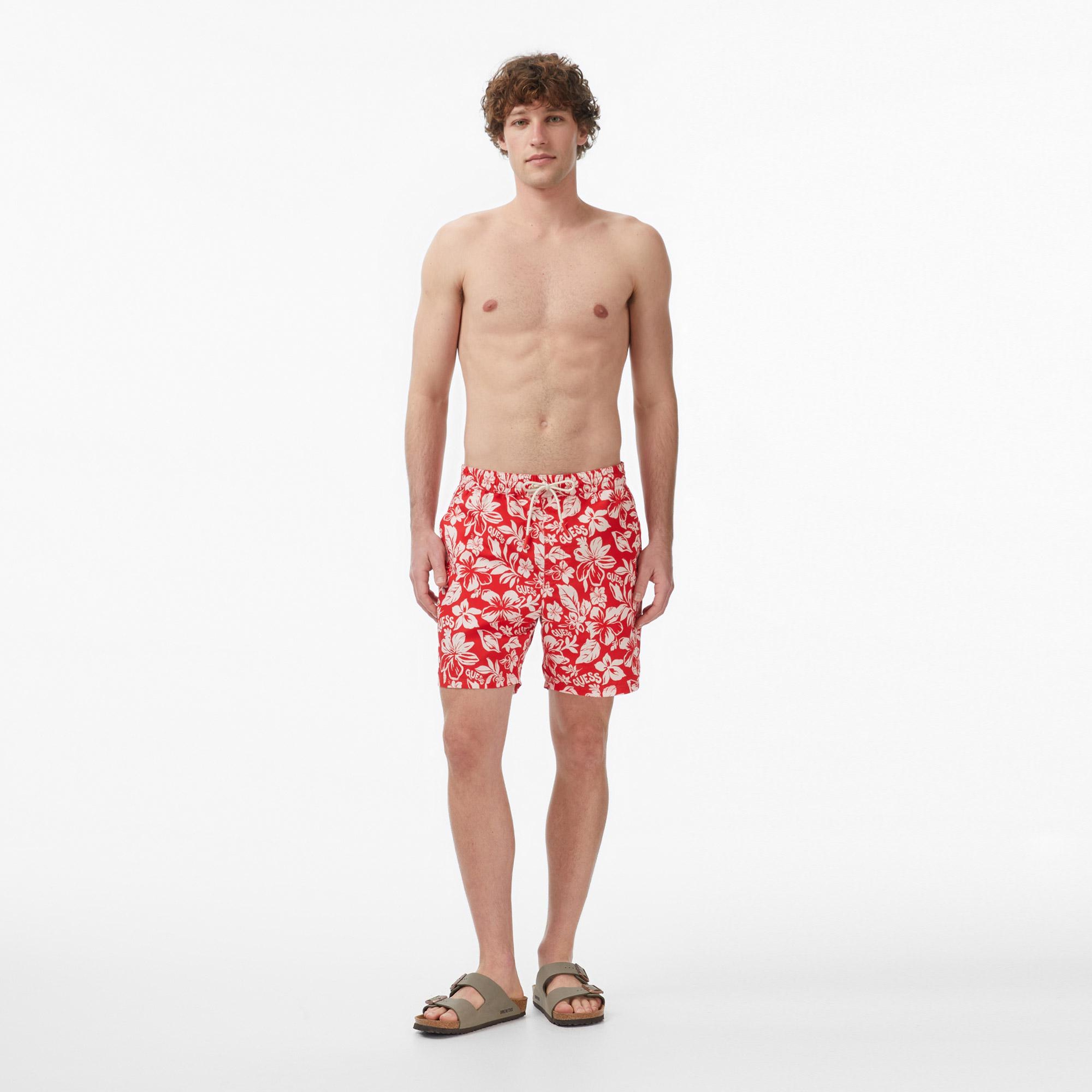 Guess Poly Erkek Kırmızı Deniz Şortu