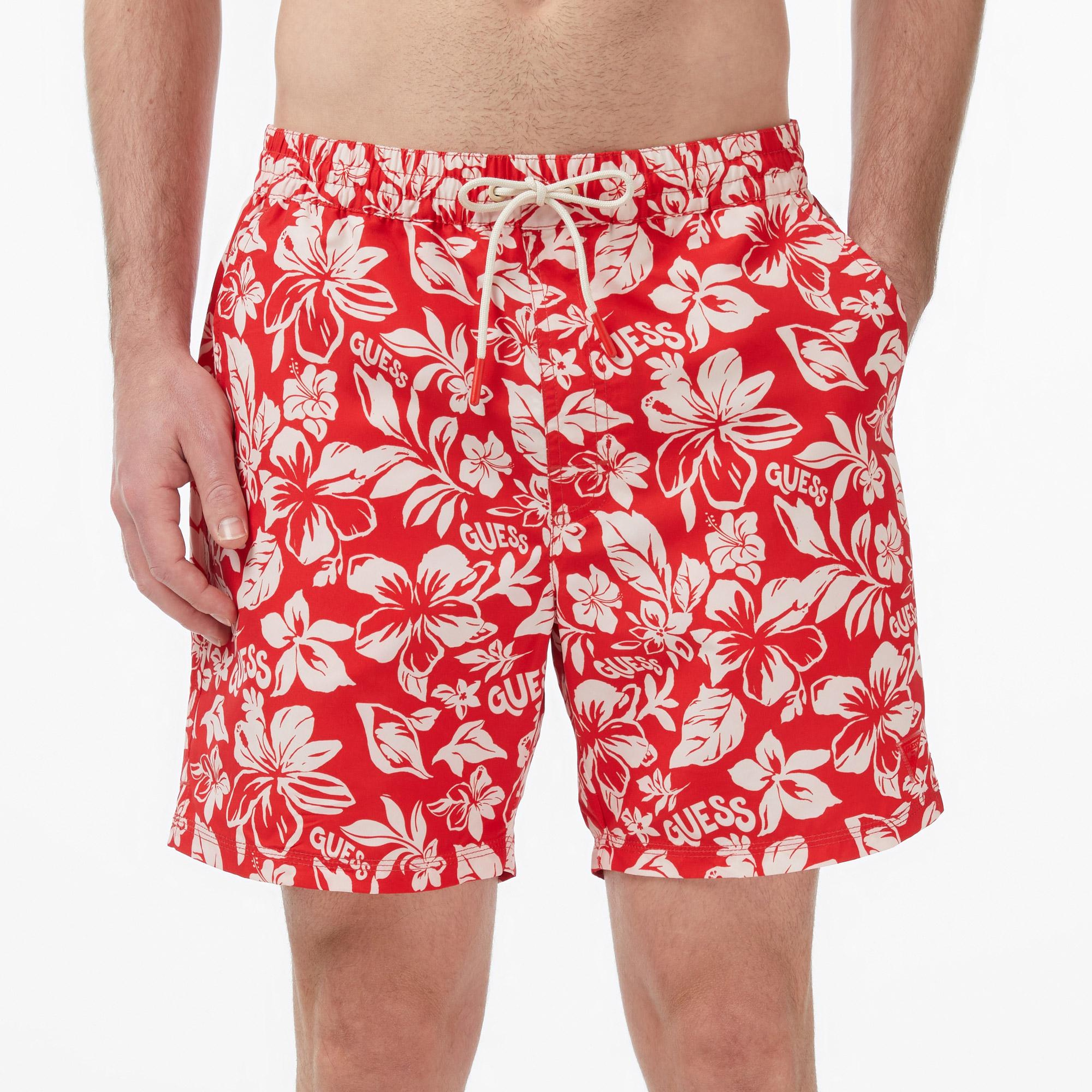 Guess Poly Erkek Kırmızı Deniz Şortu