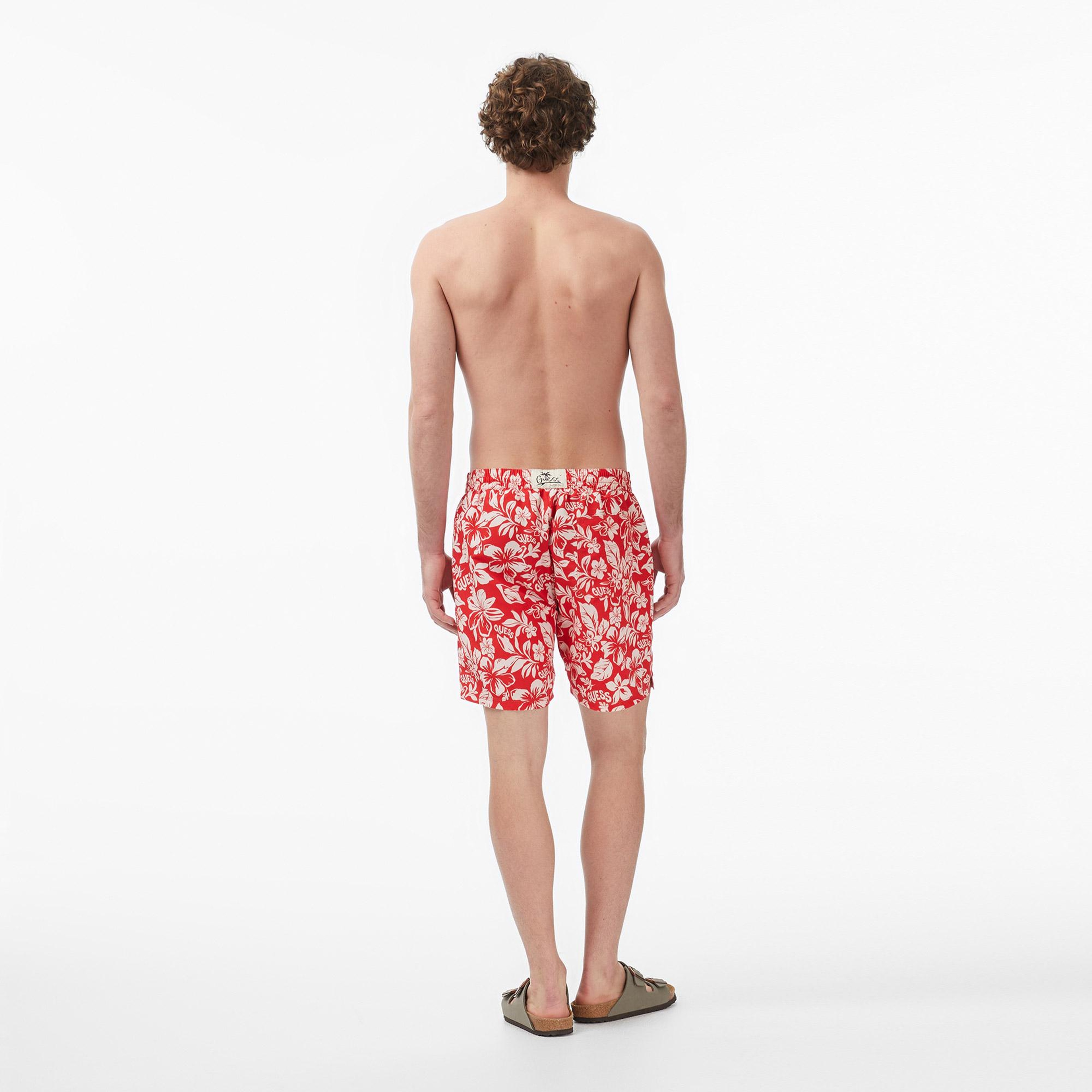 Guess Poly Erkek Kırmızı Deniz Şortu