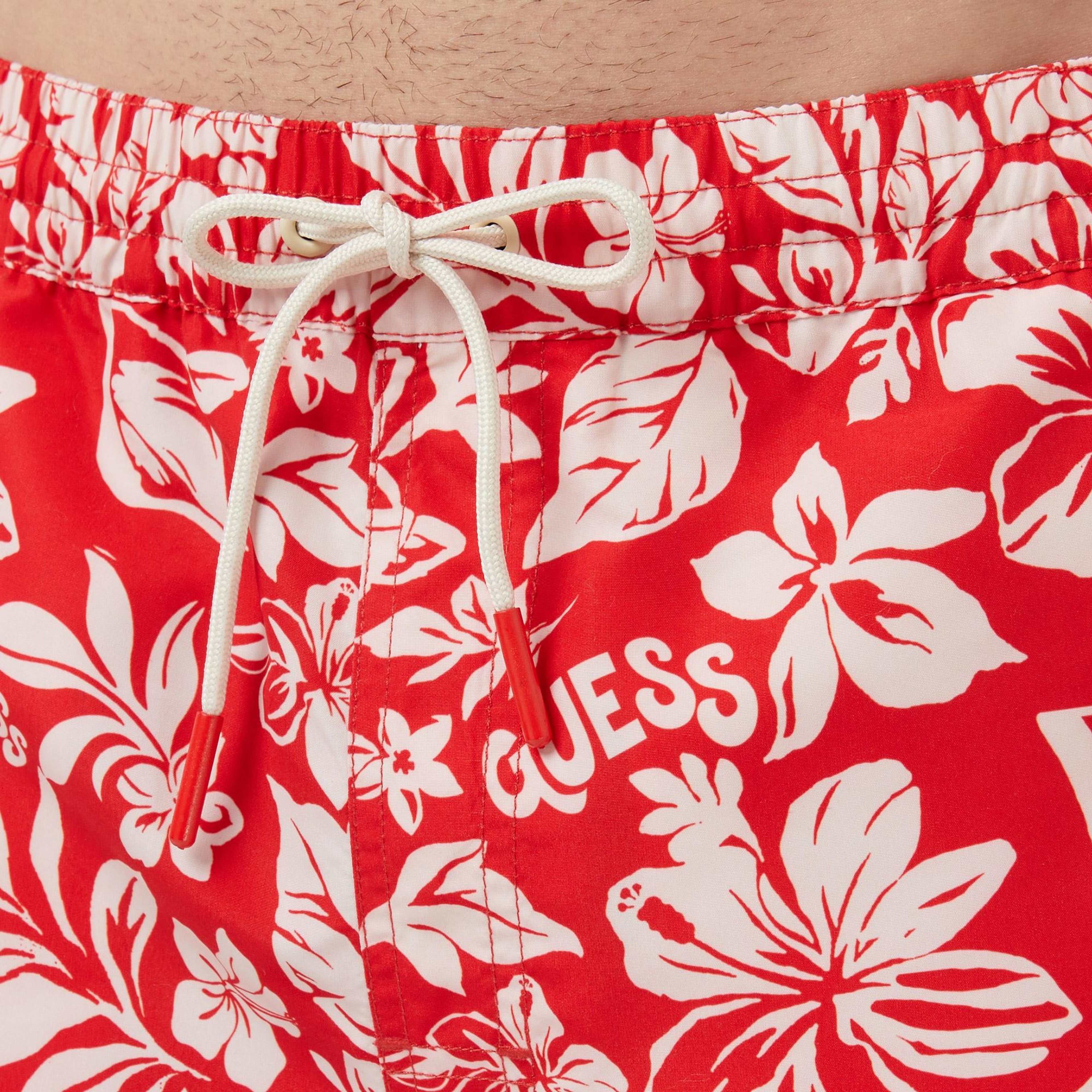 Guess Poly Erkek Kırmızı Deniz Şortu