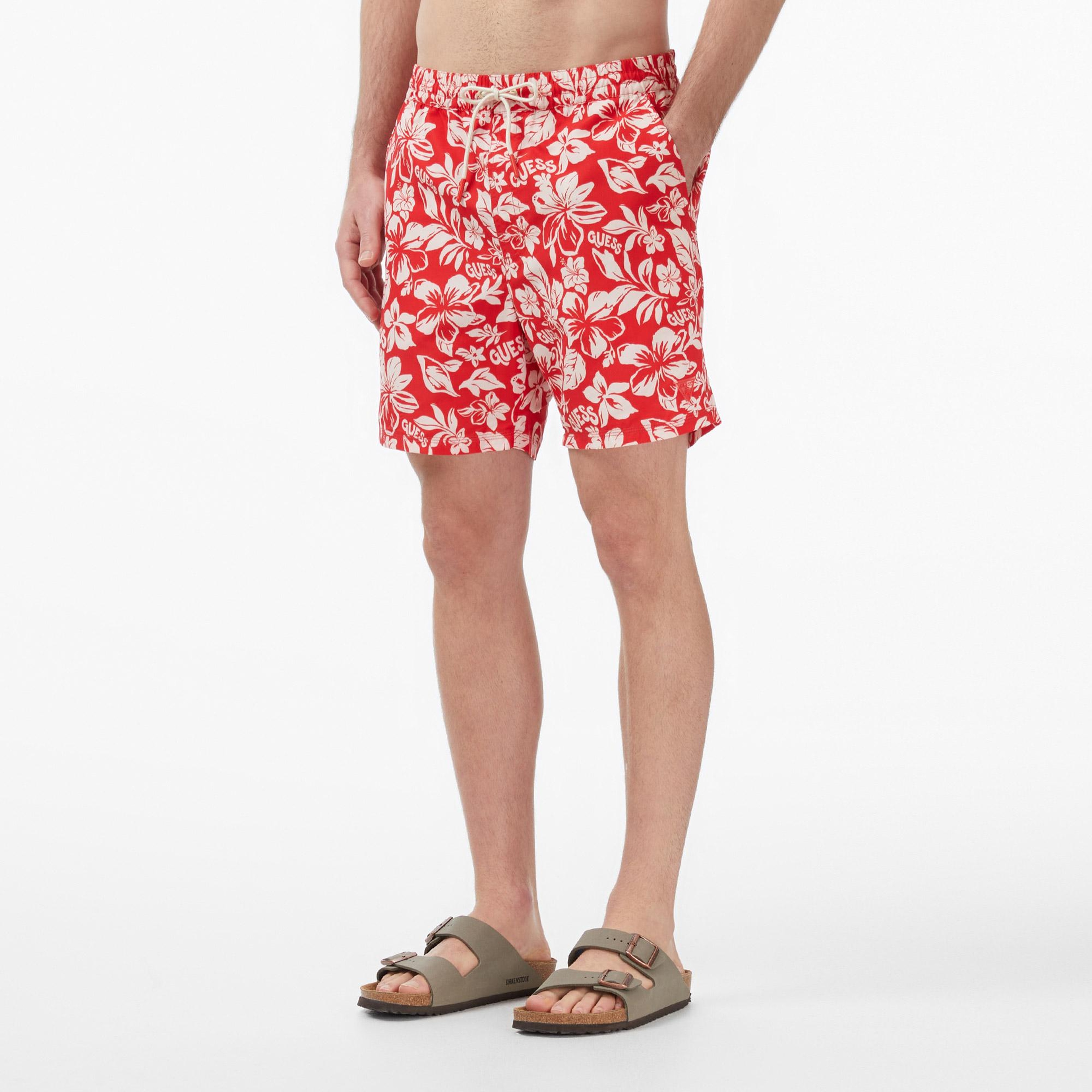 Guess Poly Erkek Kırmızı Deniz Şortu