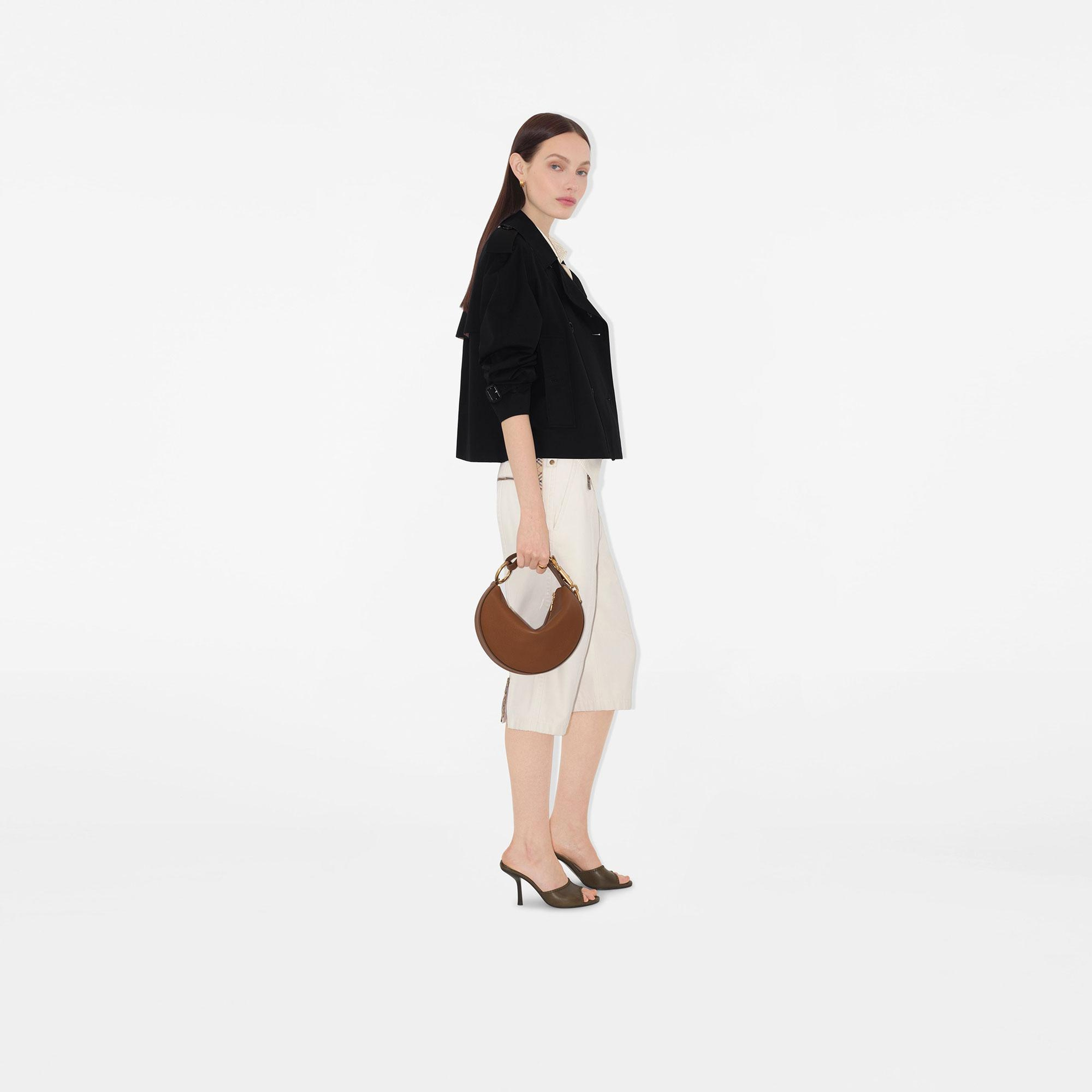 Burberry Cropped Gabardine Trench Kadın Siyah Ceket