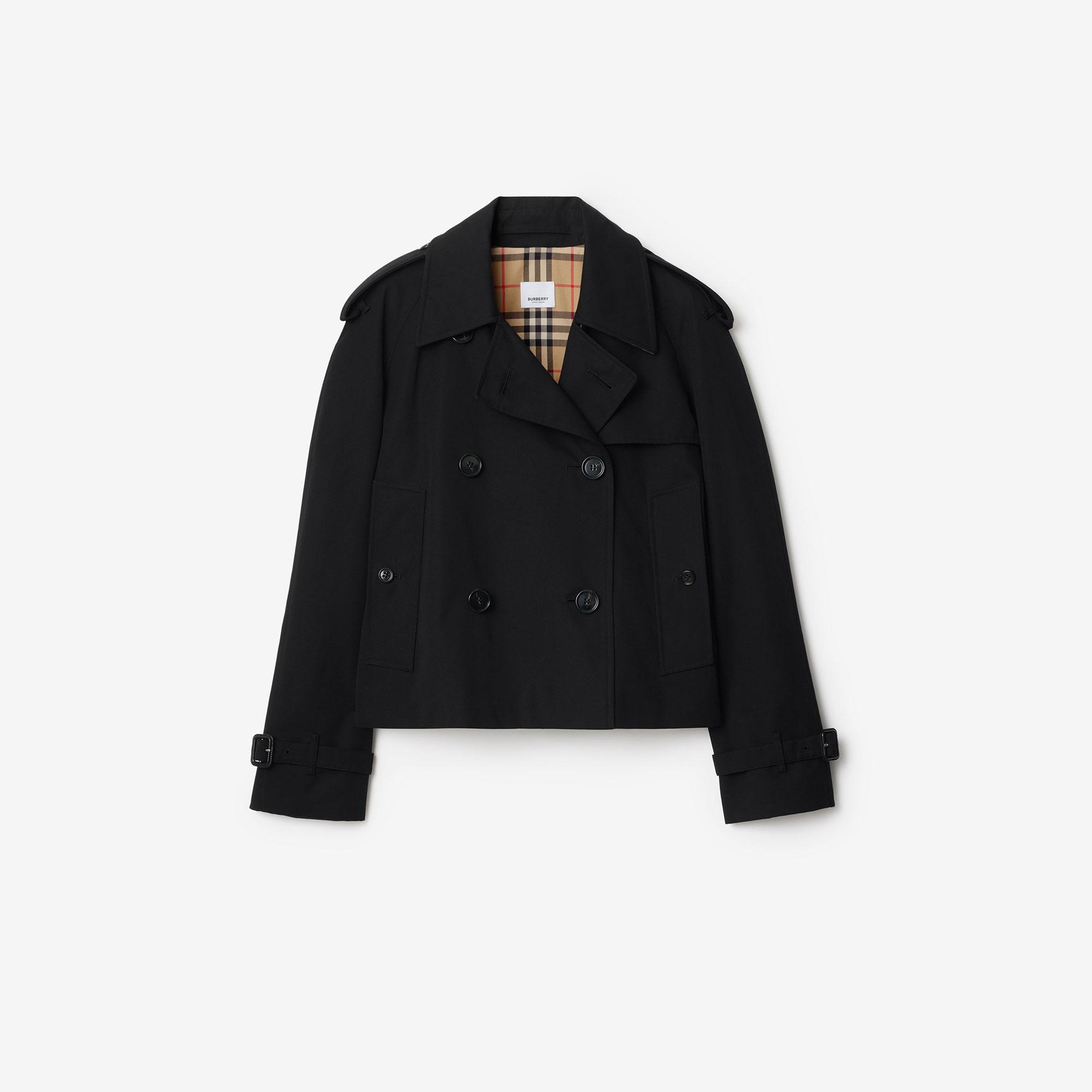 Burberry Cropped Gabardine Trench Kadın Siyah Ceket