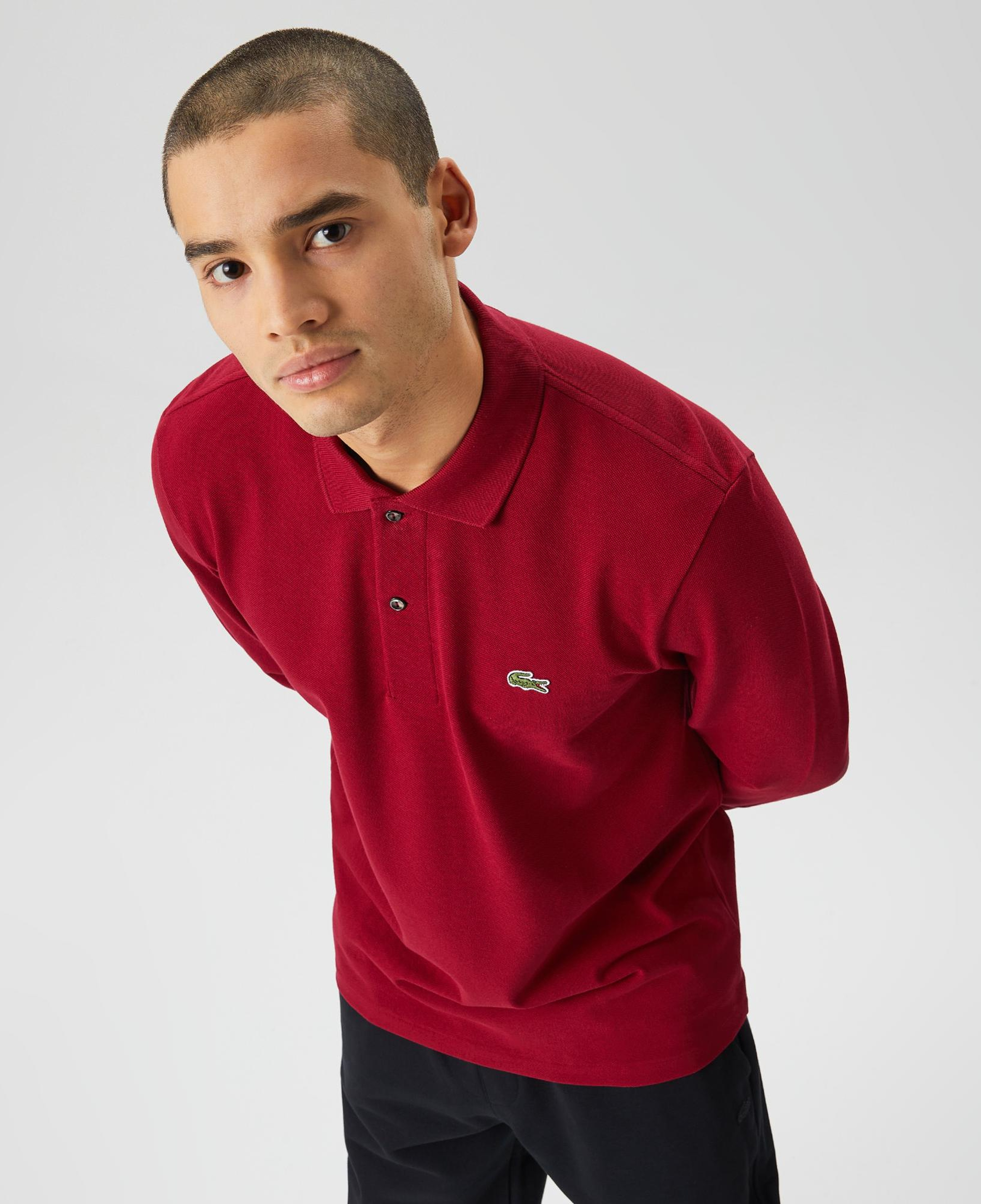 Lacoste Erkek Classic Fit Uzun Kollu Bordo Polo