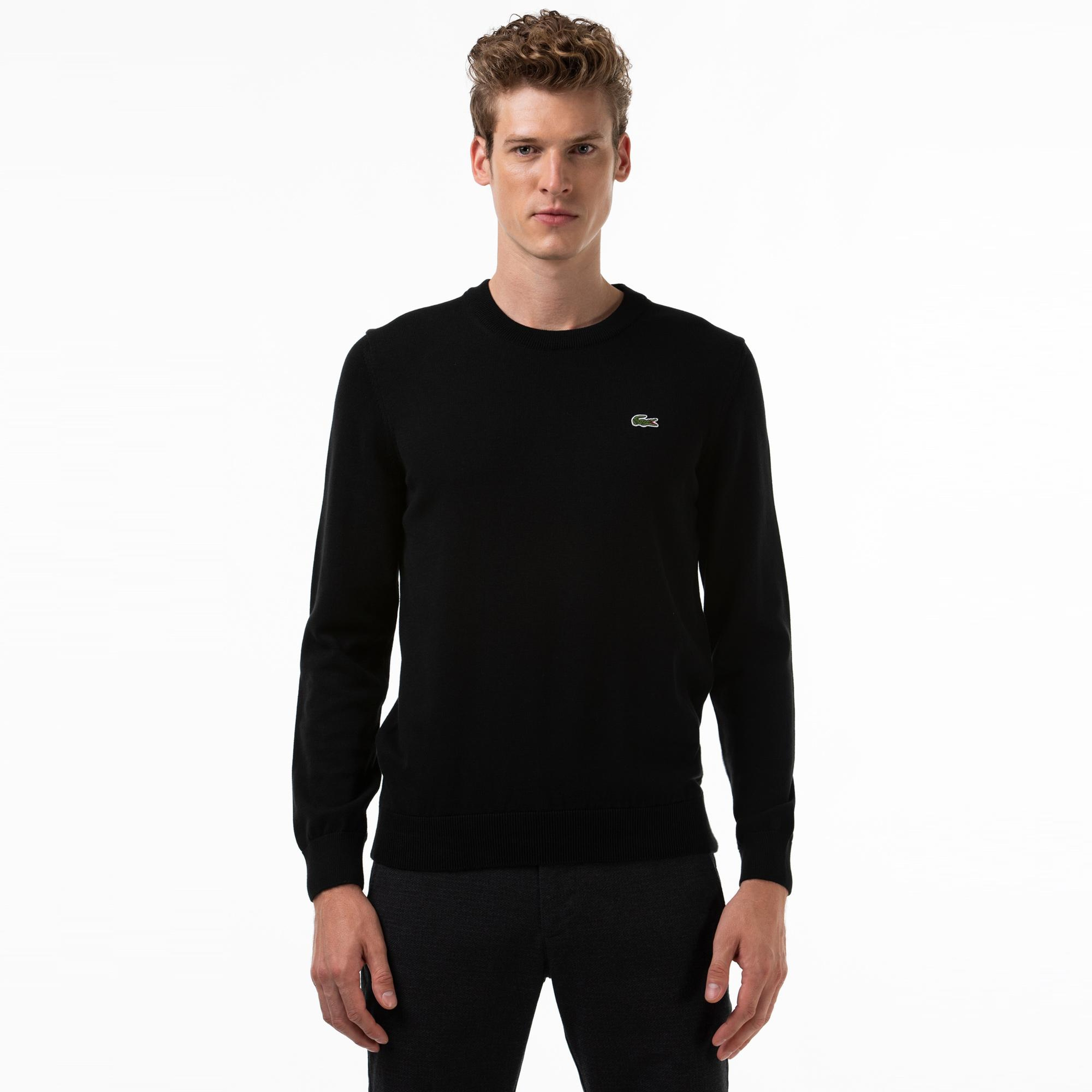 Lacoste Erkek Regular Fit Bisiklet Yaka Siyah Kazak