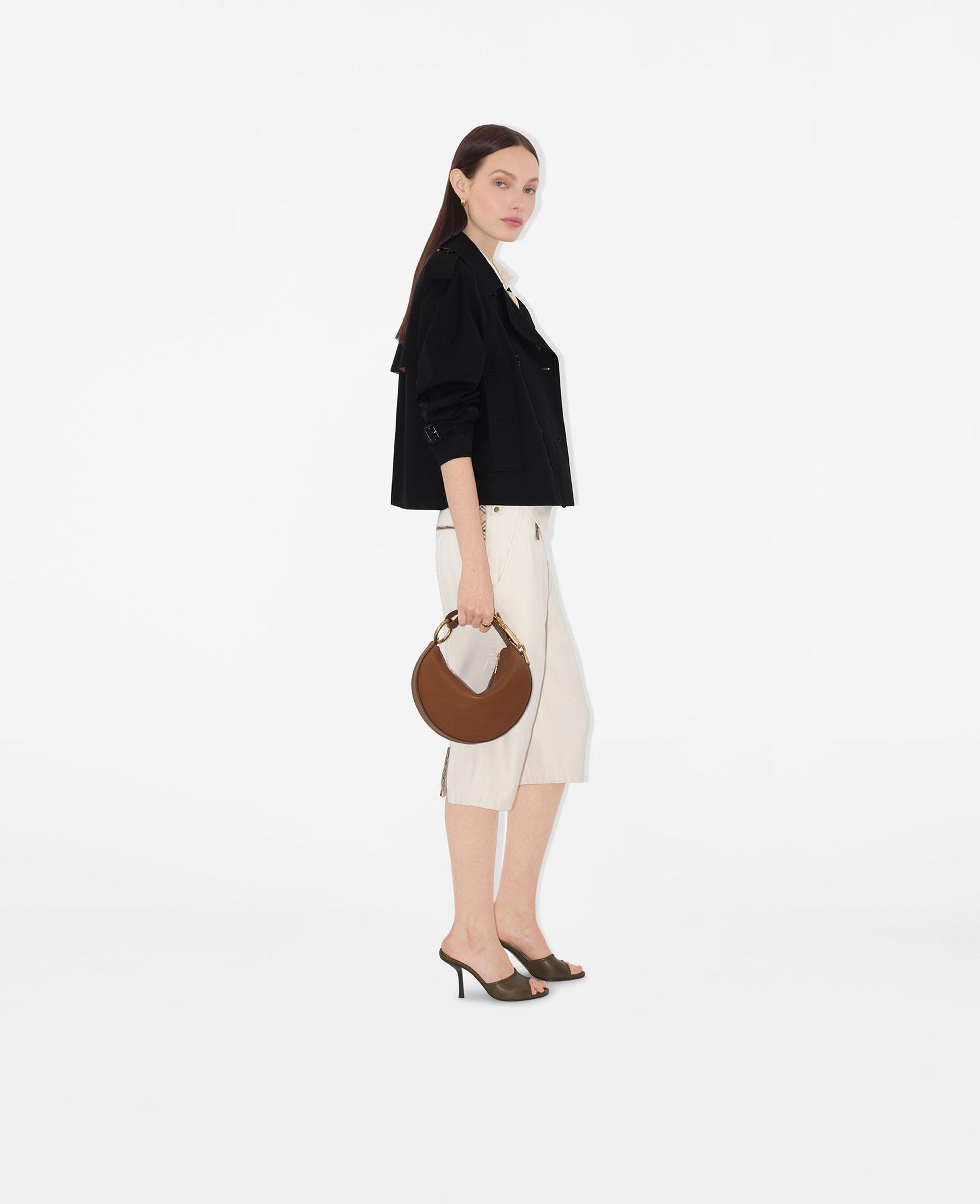Burberry Cropped Gabardine Trench Kadın Siyah Ceket