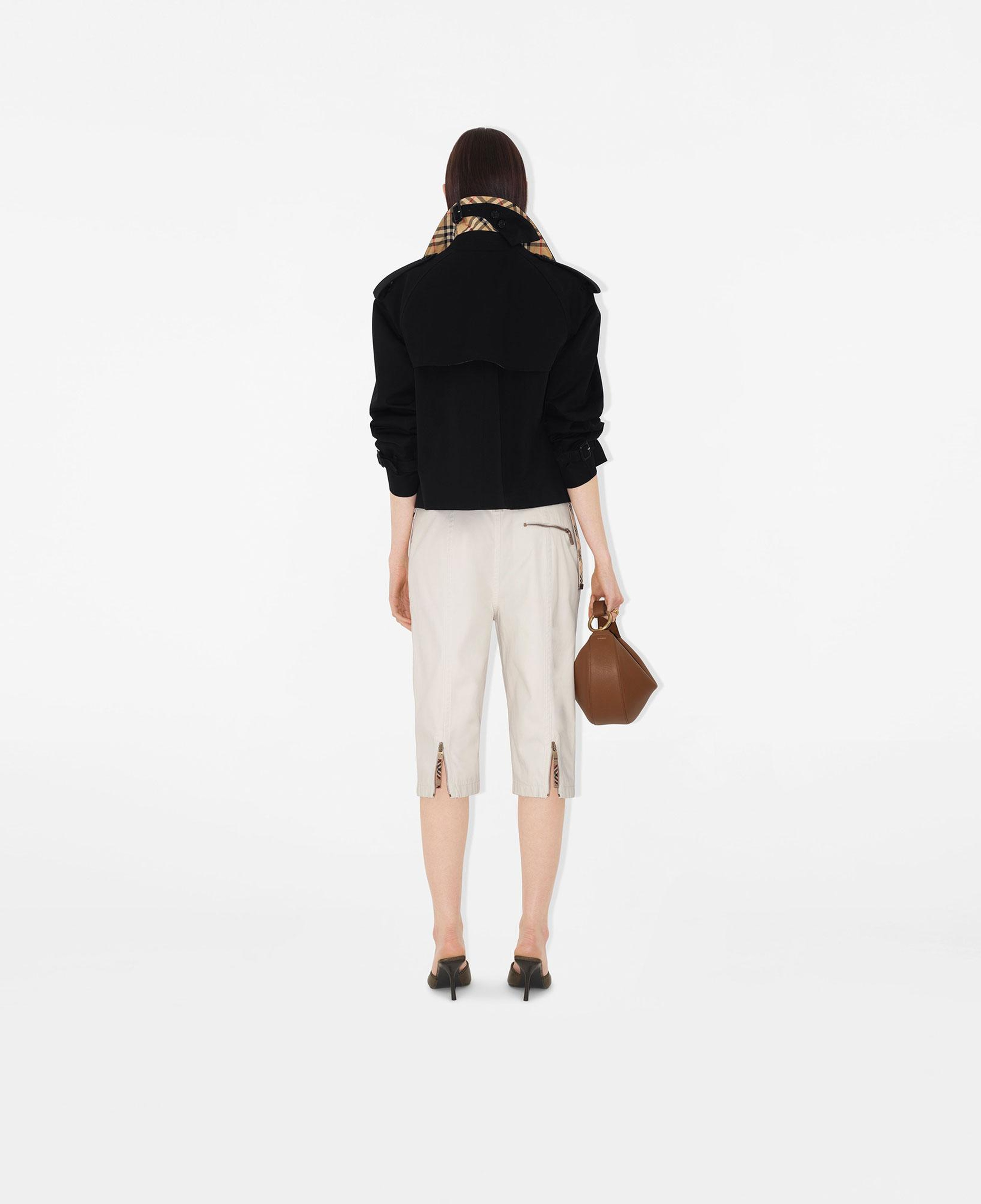 Burberry Cropped Gabardine Trench Kadın Siyah Ceket