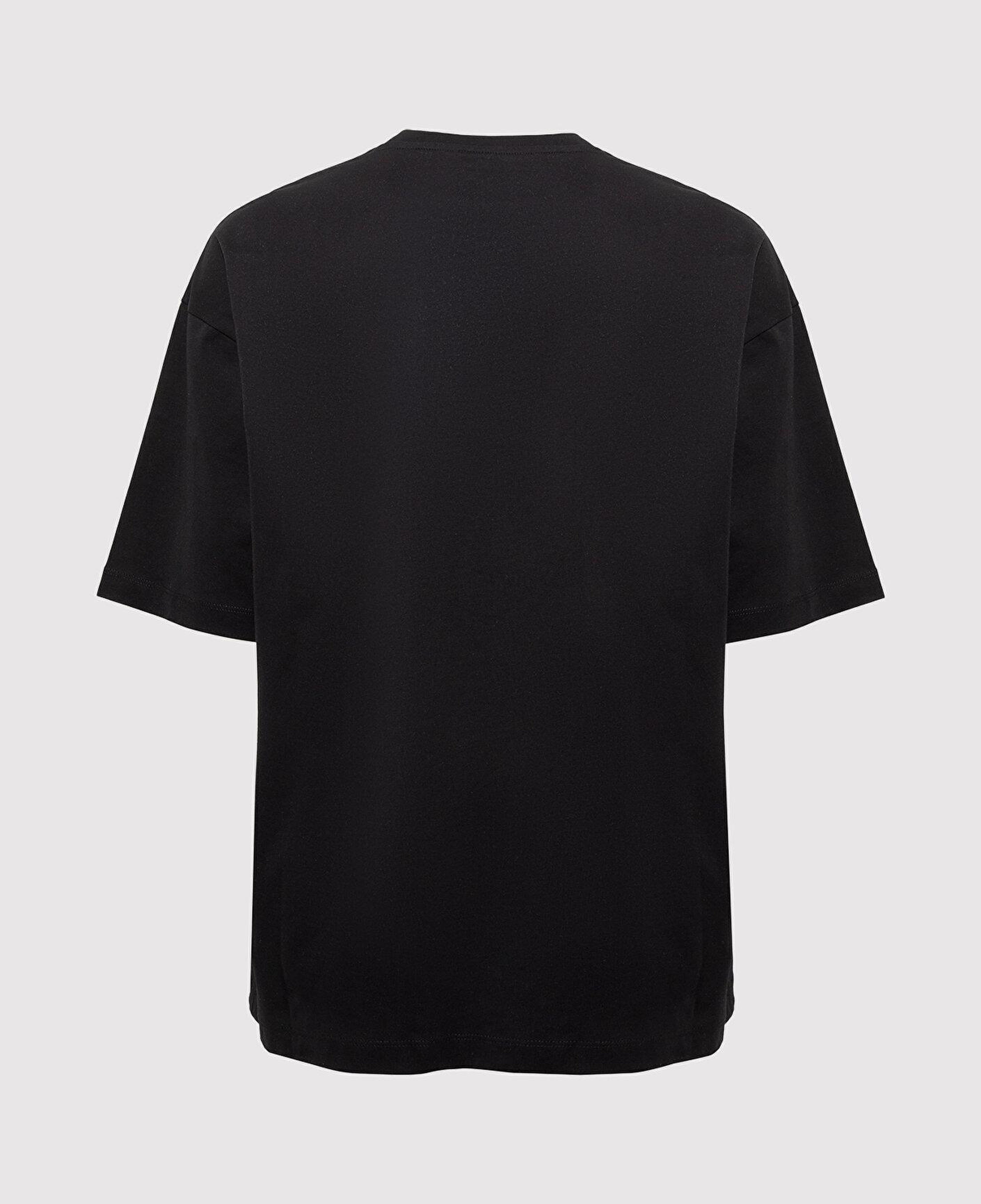 Mavi Baskılı Siyah Tişört Oversize / Geniş Kesim 0613649-900