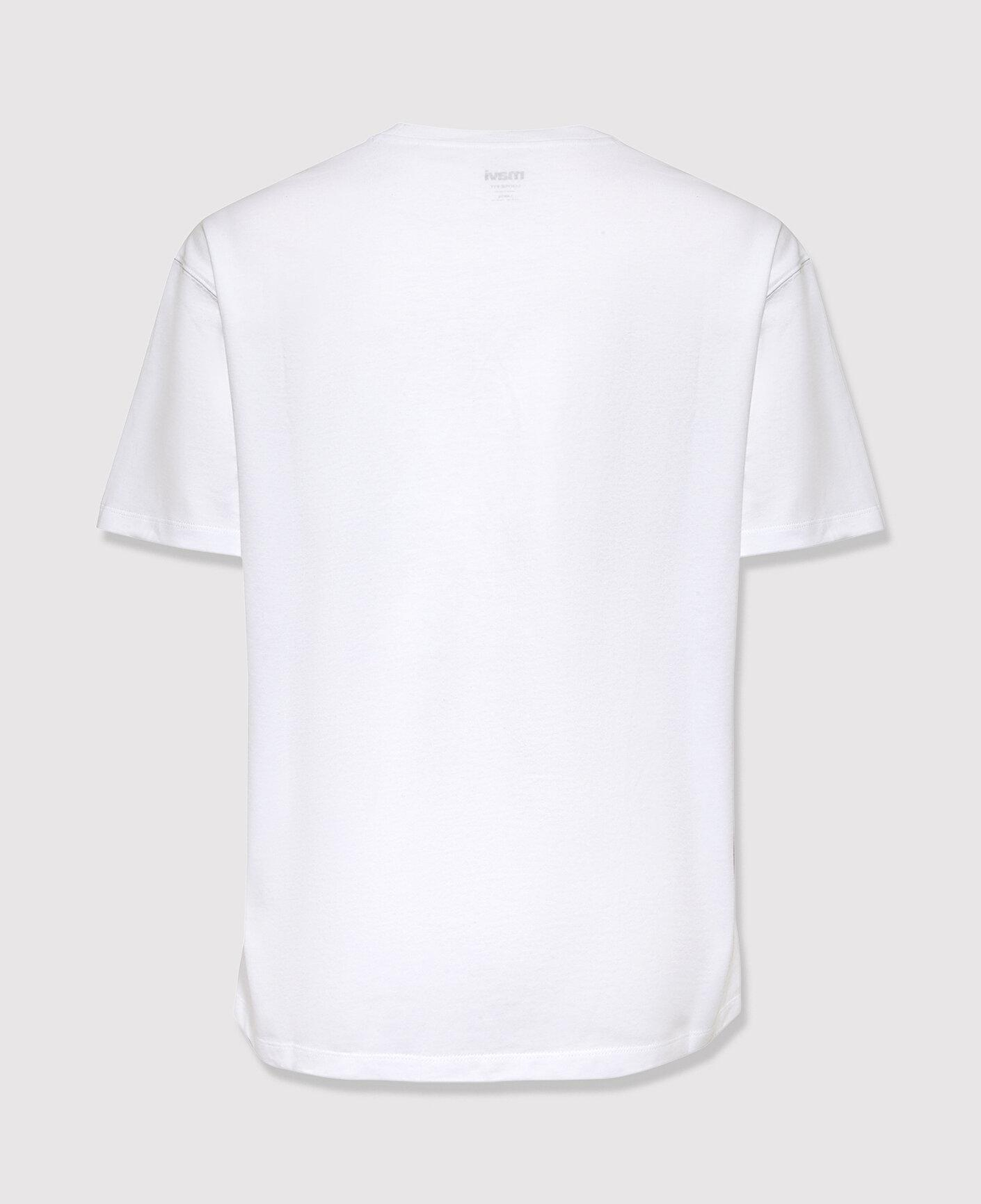 Mavi Baskılı Beyaz Tişört Loose Fit / Bol Rahat Kesim 0613674-620