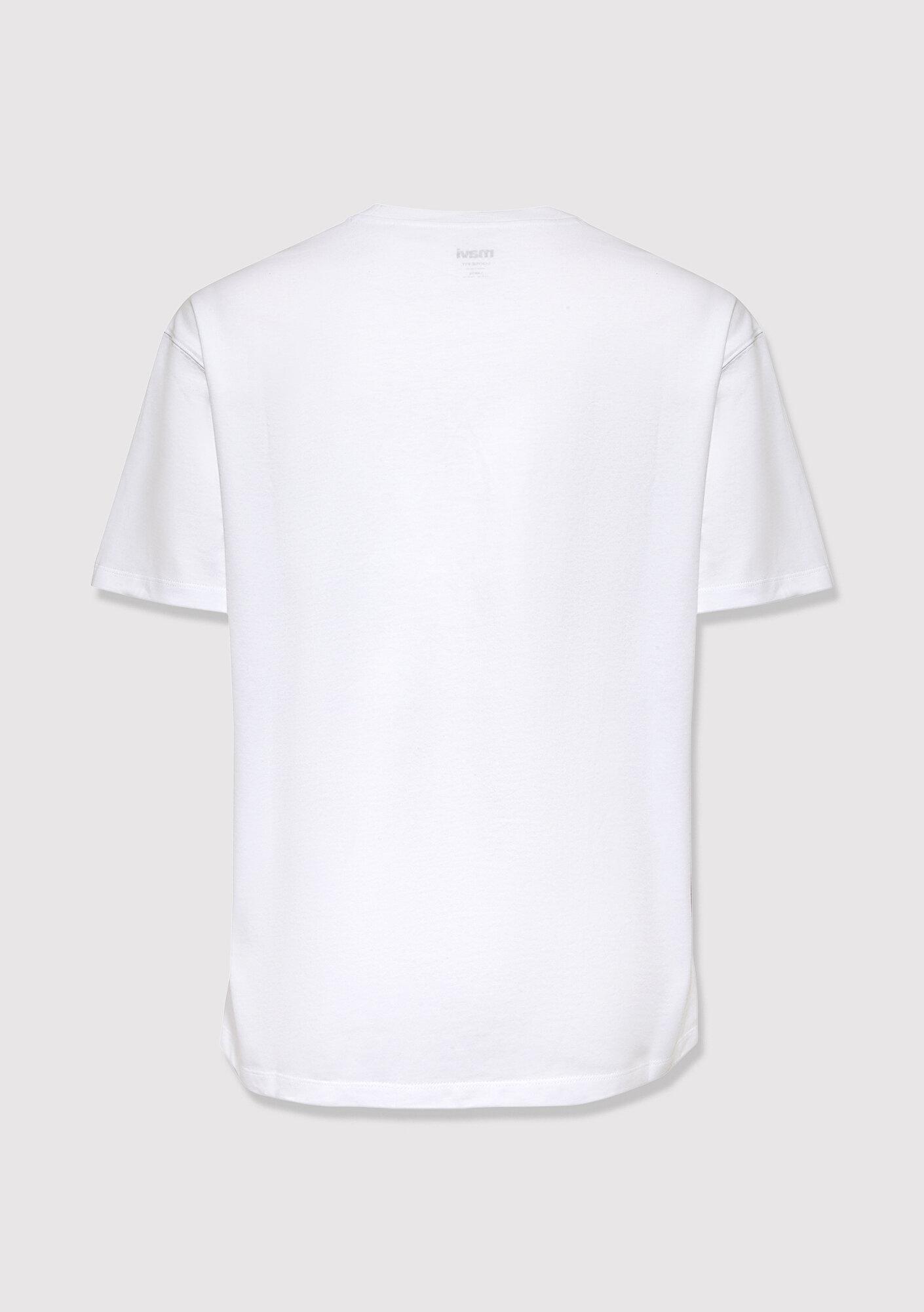 Mavi Baskılı Beyaz  Tişört Loose Fit / Bol Rahat Kesim 0613674-620