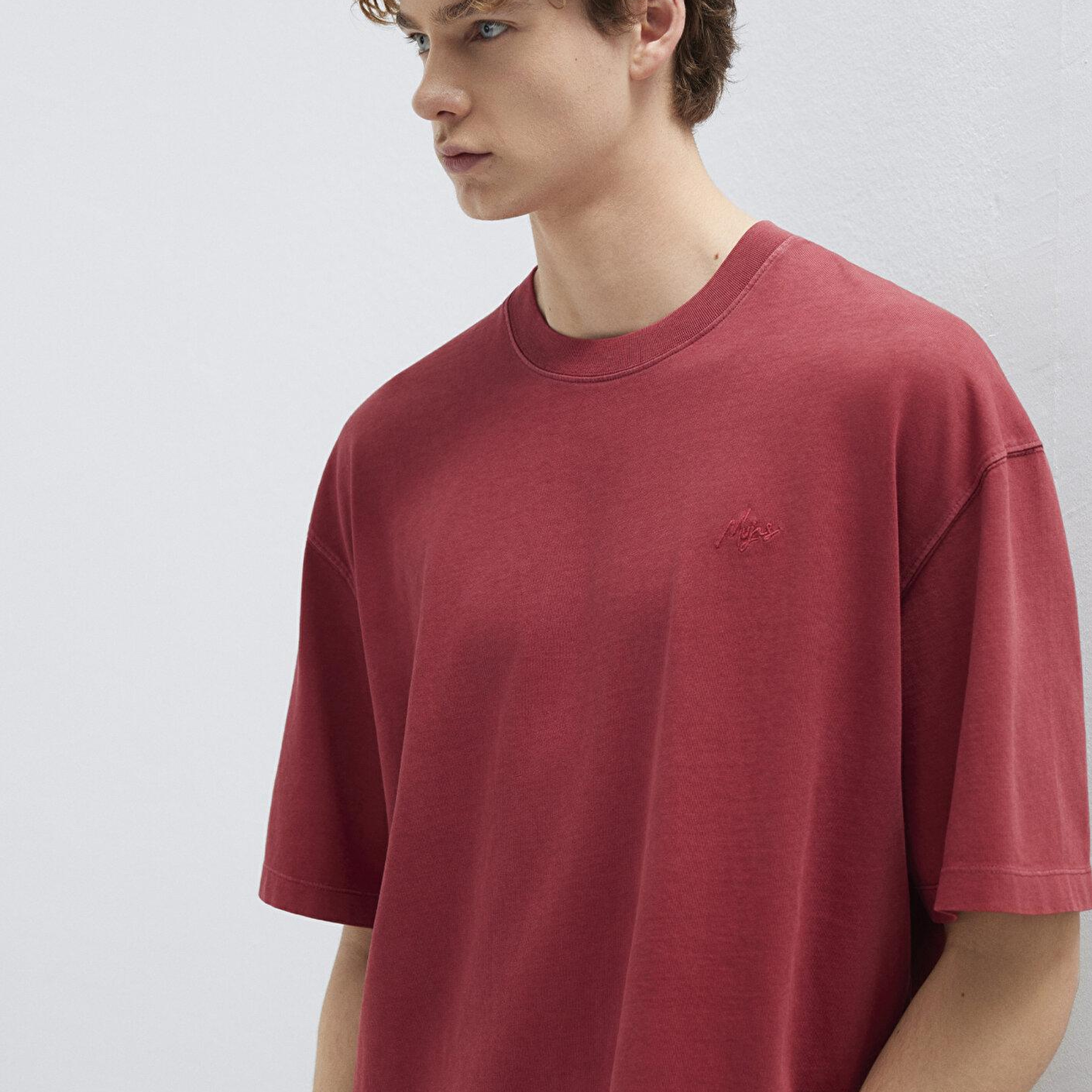 Mavi Kırmızı Tişört Oversize / Geniş Kesim 0613617-70424