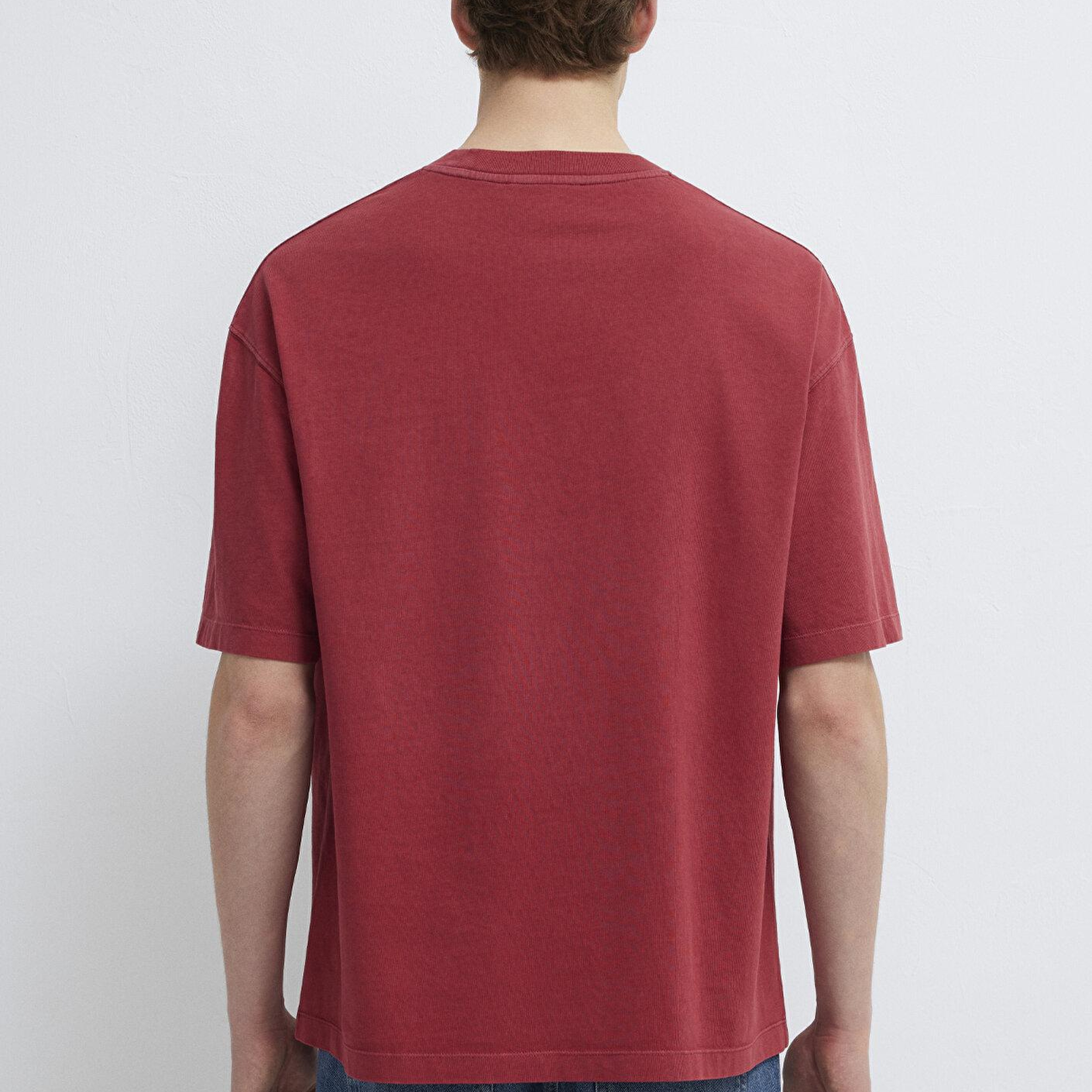 Mavi Kırmızı Tişört Oversize / Geniş Kesim 0613617-70424