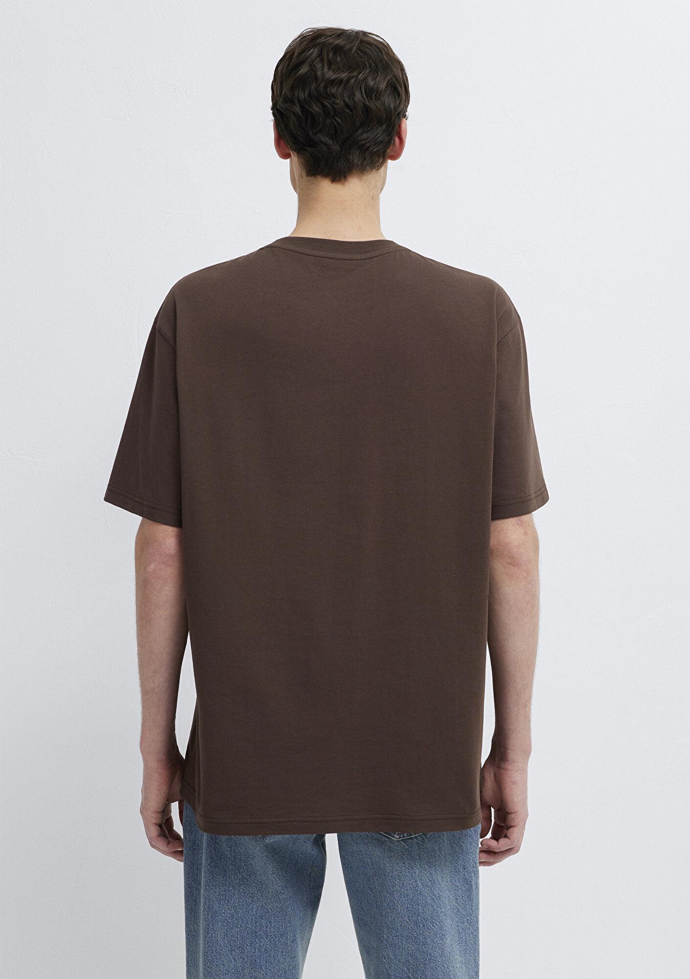 Mavi Mavi Baskılı Kahverengi Tişört Loose Fit / Bol Rahat Kesim 0610100-88067