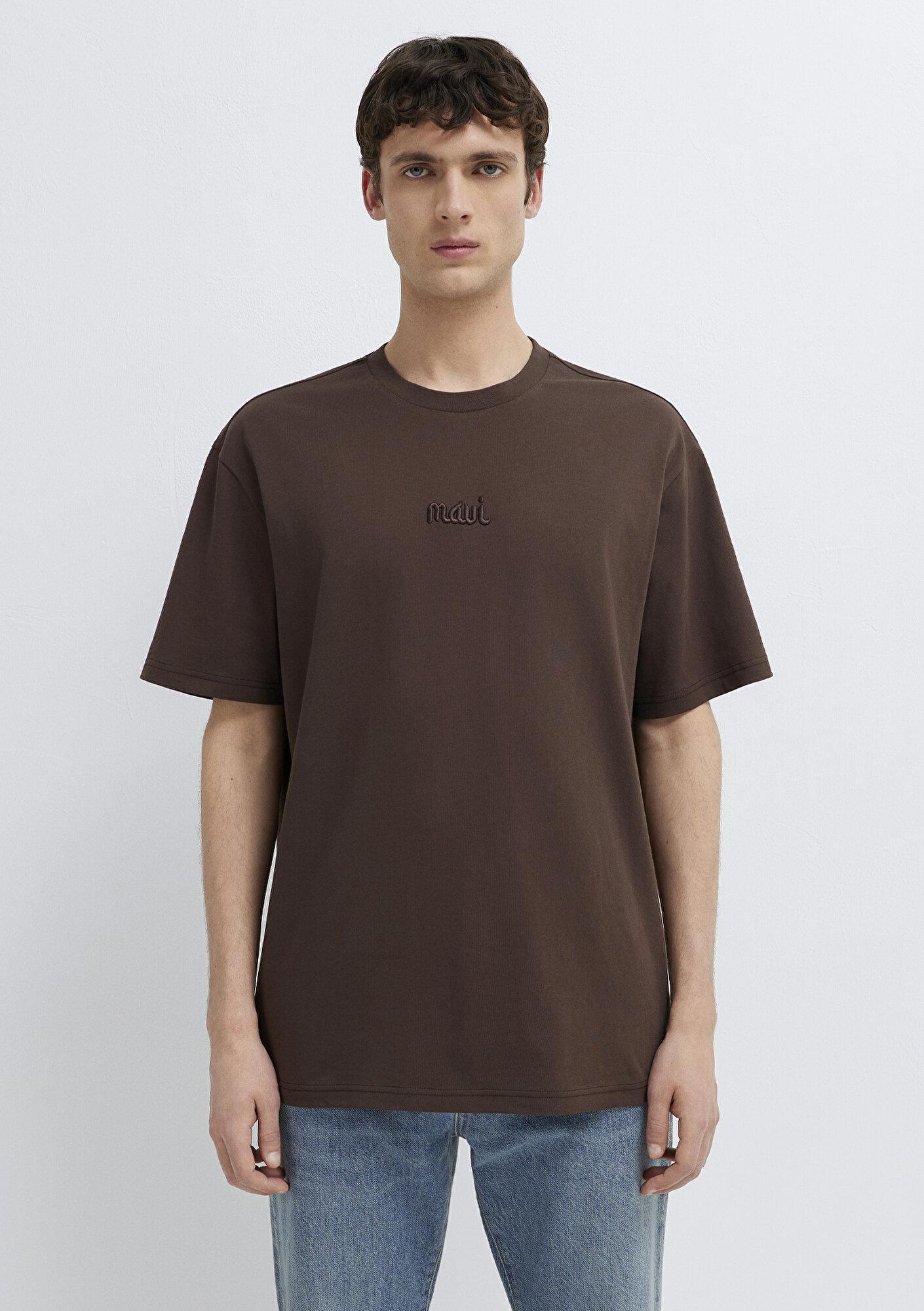 Mavi Mavi Baskılı Kahverengi Tişört Loose Fit / Bol Rahat Kesim 0610100-88067