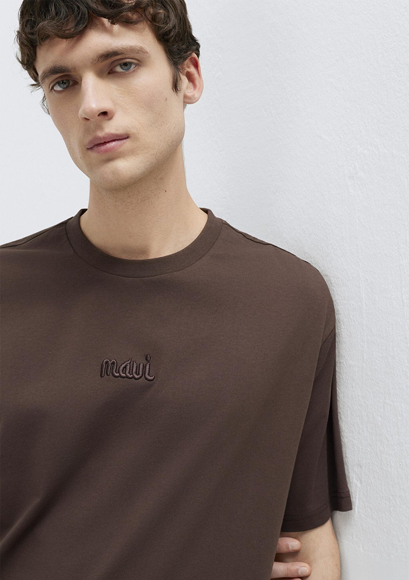 Mavi Mavi Baskılı Kahverengi Tişört Loose Fit / Bol Rahat Kesim 0610100-88067