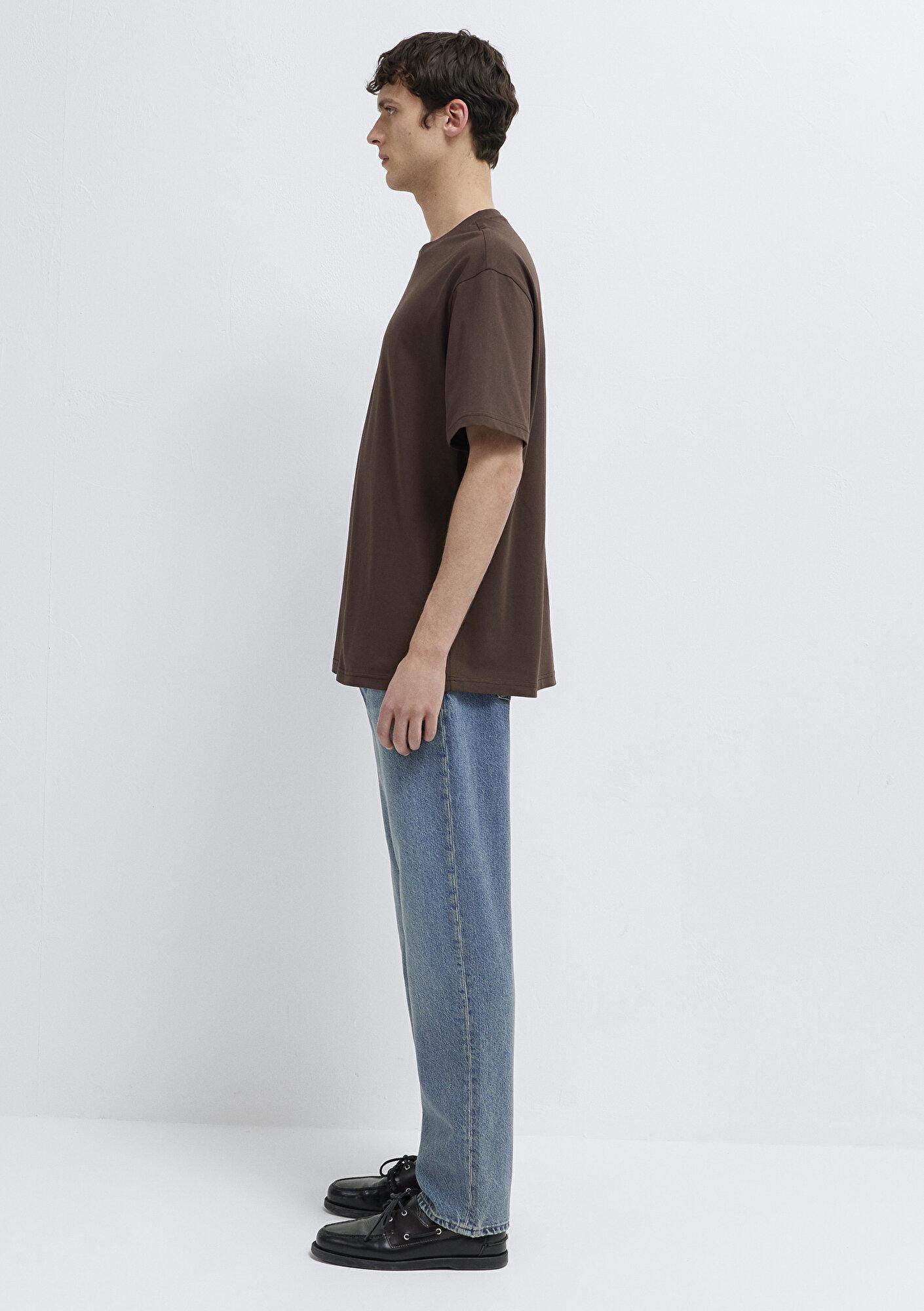 Mavi Mavi Baskılı Kahverengi Tişört Loose Fit / Bol Rahat Kesim 0610100-88067