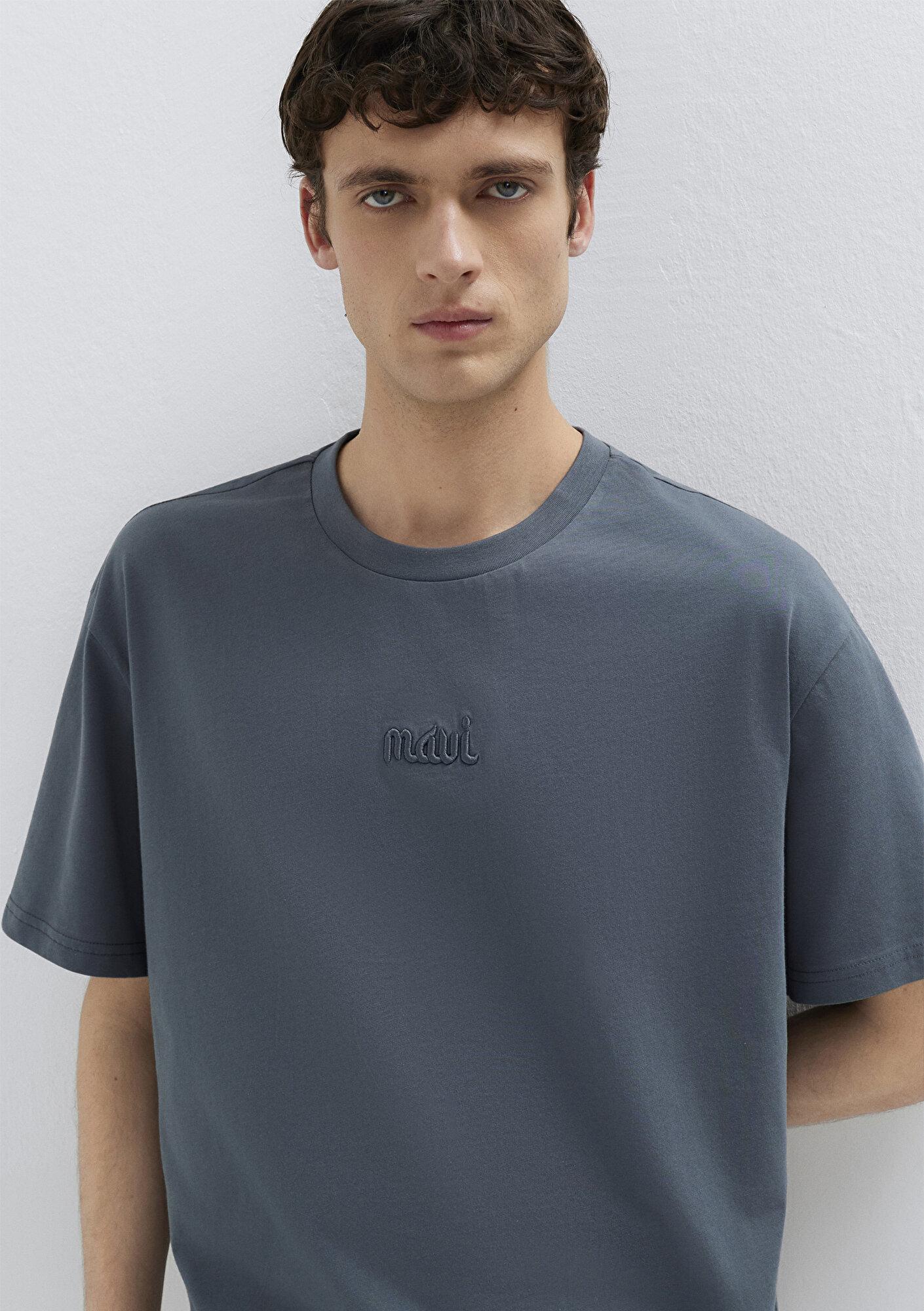 Mavi Mavi Baskılı Lacivert Tişört Loose Fit / Bol Rahat Kesim 0610100-80776