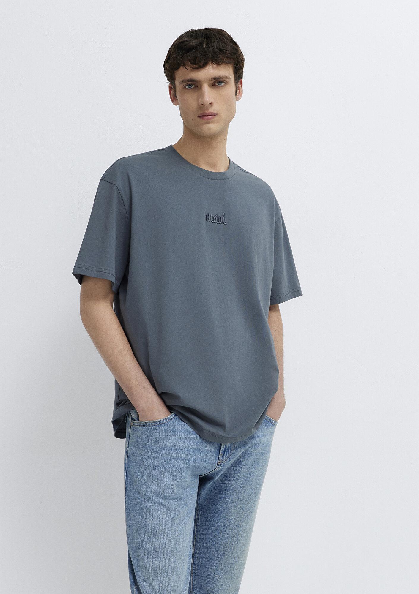 Mavi Mavi Baskılı Lacivert Tişört Loose Fit / Bol Rahat Kesim 0610100-80776