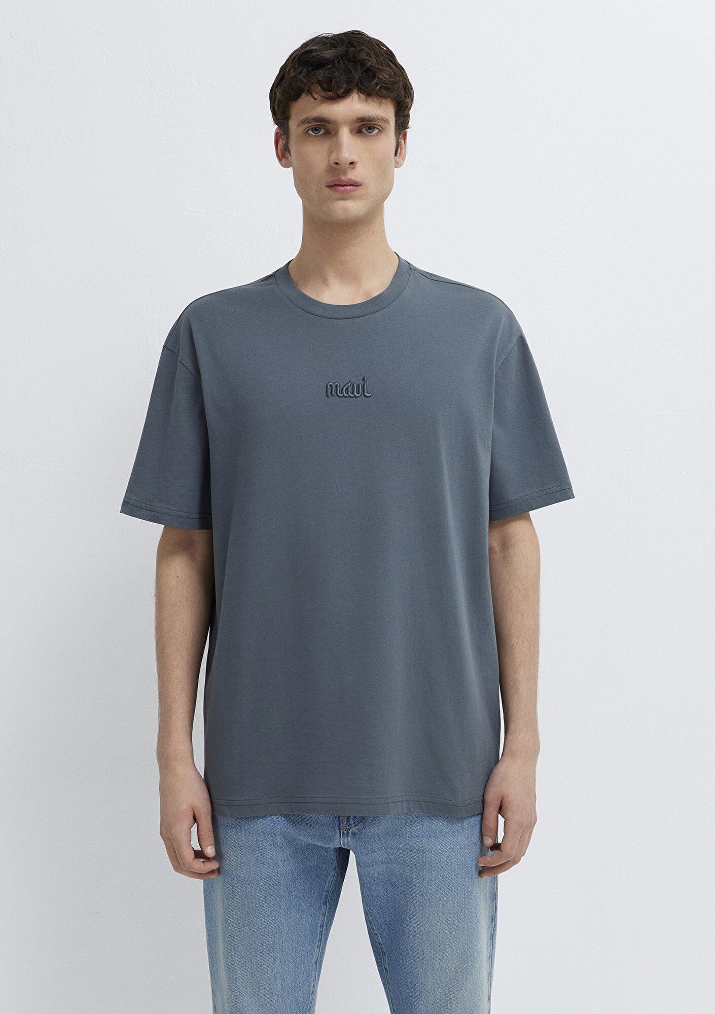 Mavi Mavi Baskılı Lacivert Tişört Loose Fit / Bol Rahat Kesim 0610100-80776