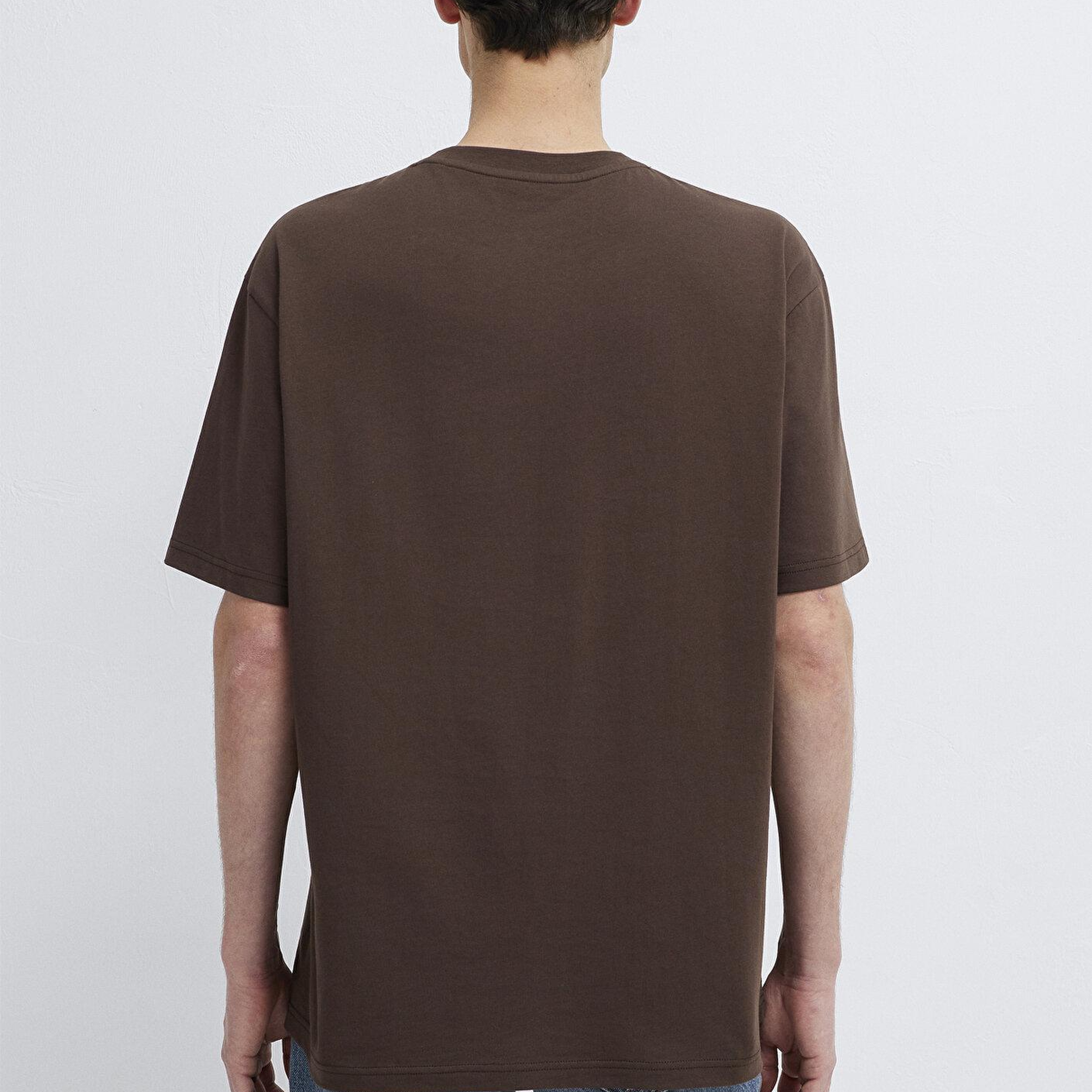 Mavi Mavi Baskılı Kahverengi Tişört Loose Fit / Bol Rahat Kesim 0610100-88067