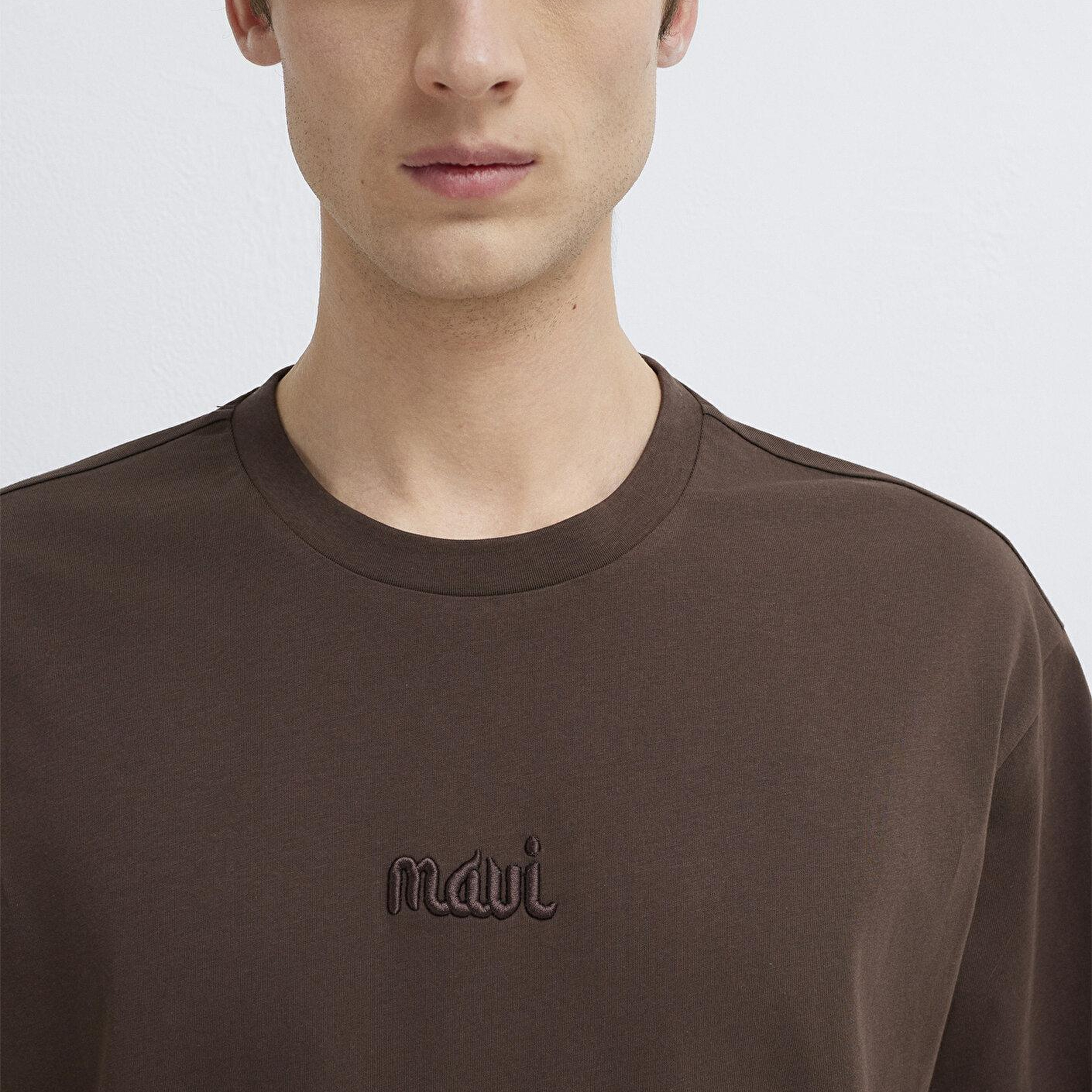 Mavi Mavi Baskılı Kahverengi Tişört Loose Fit / Bol Rahat Kesim 0610100-88067