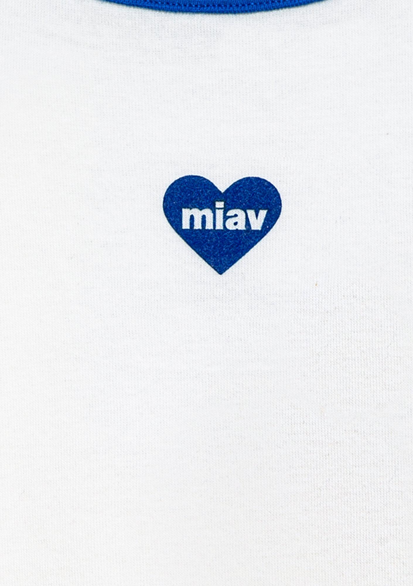 Mavi Miav Kalp Nakışlı Beyaz Tişört Fitted / Vücuda Oturan Kesim 7610492-70057