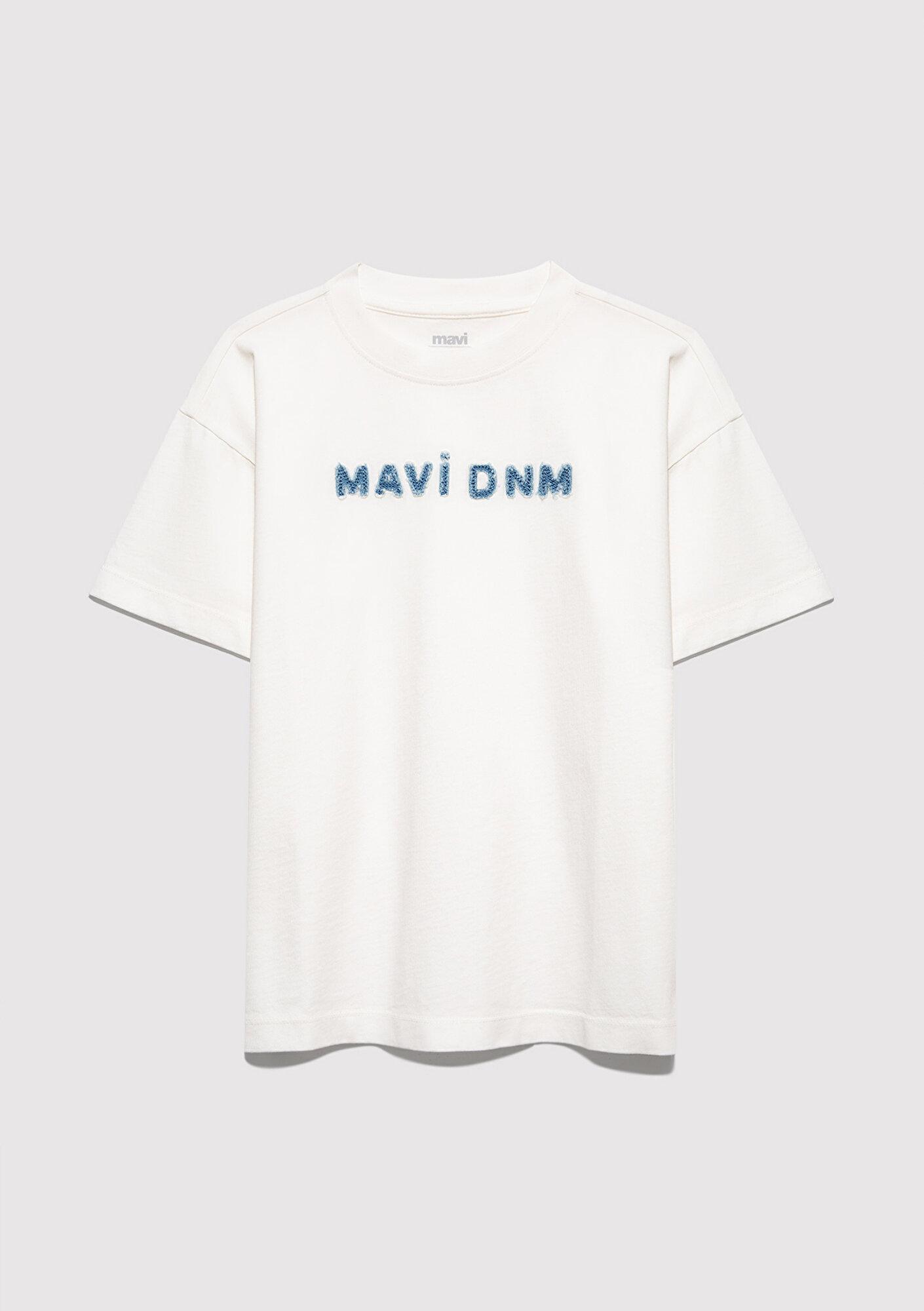 Mavi Mavi Dnm Baskılı Ekru Tişört Loose Fit / Bol Rahat Kesim 6610506-70057