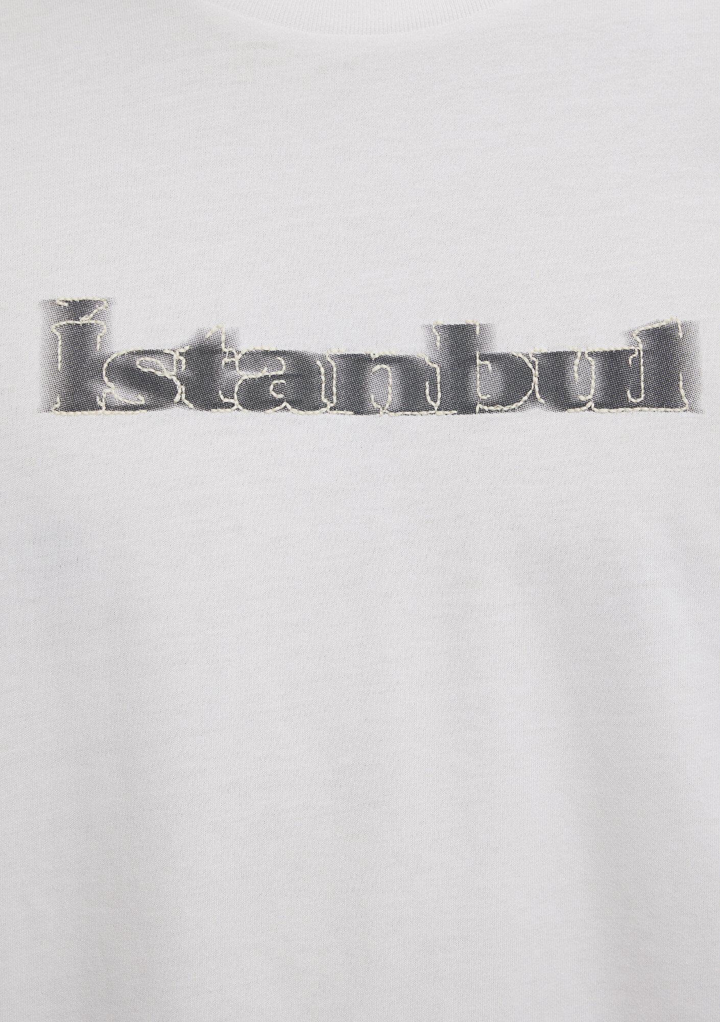 Mavi İstanbul Baskılı Ekru Tişört Loose Fit / Bol Rahat Kesim 0613664-70057