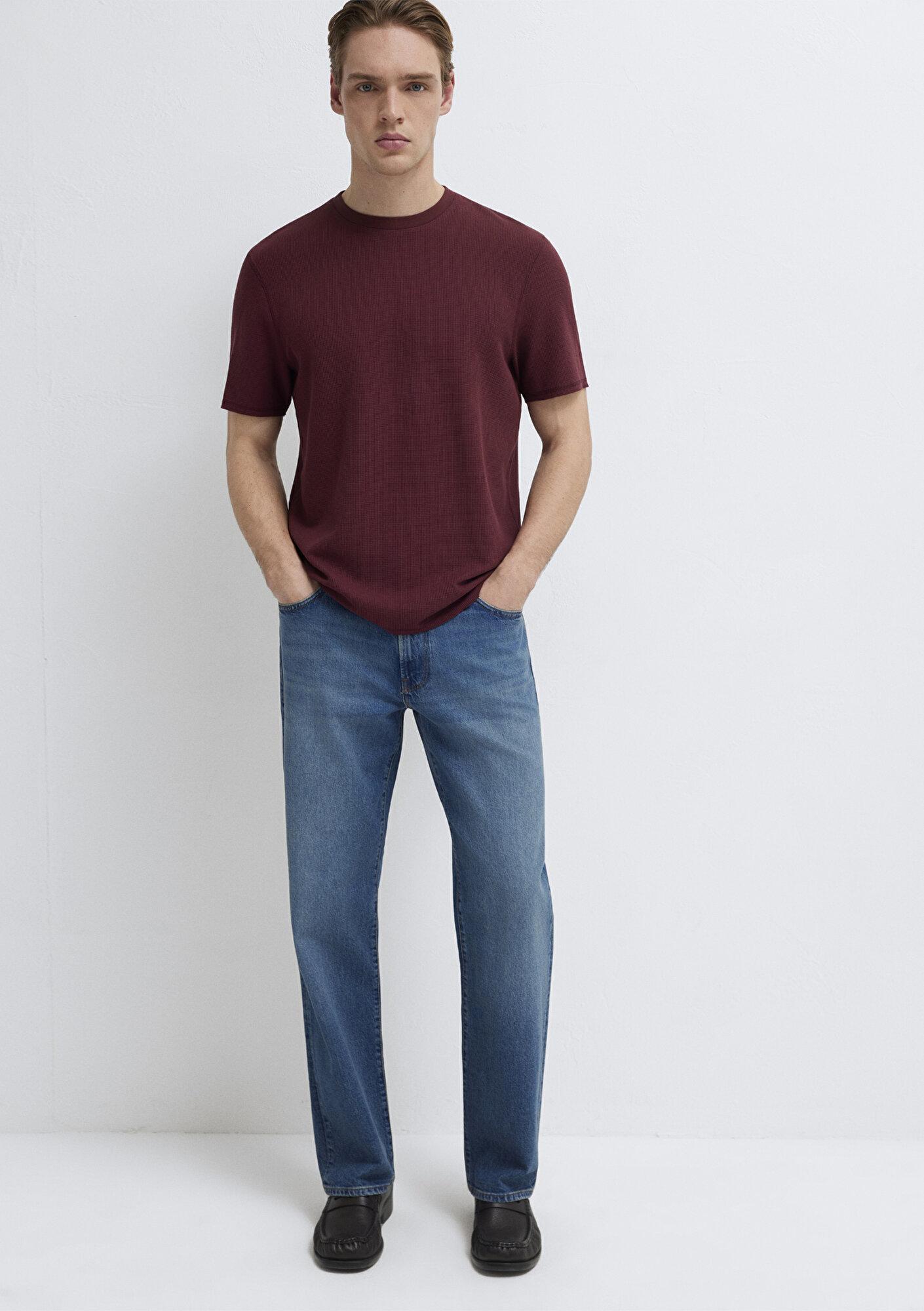 Mavi Dokulu Bordo Basic Tişört Regular Fit / Normal Kesim 0610277-70426