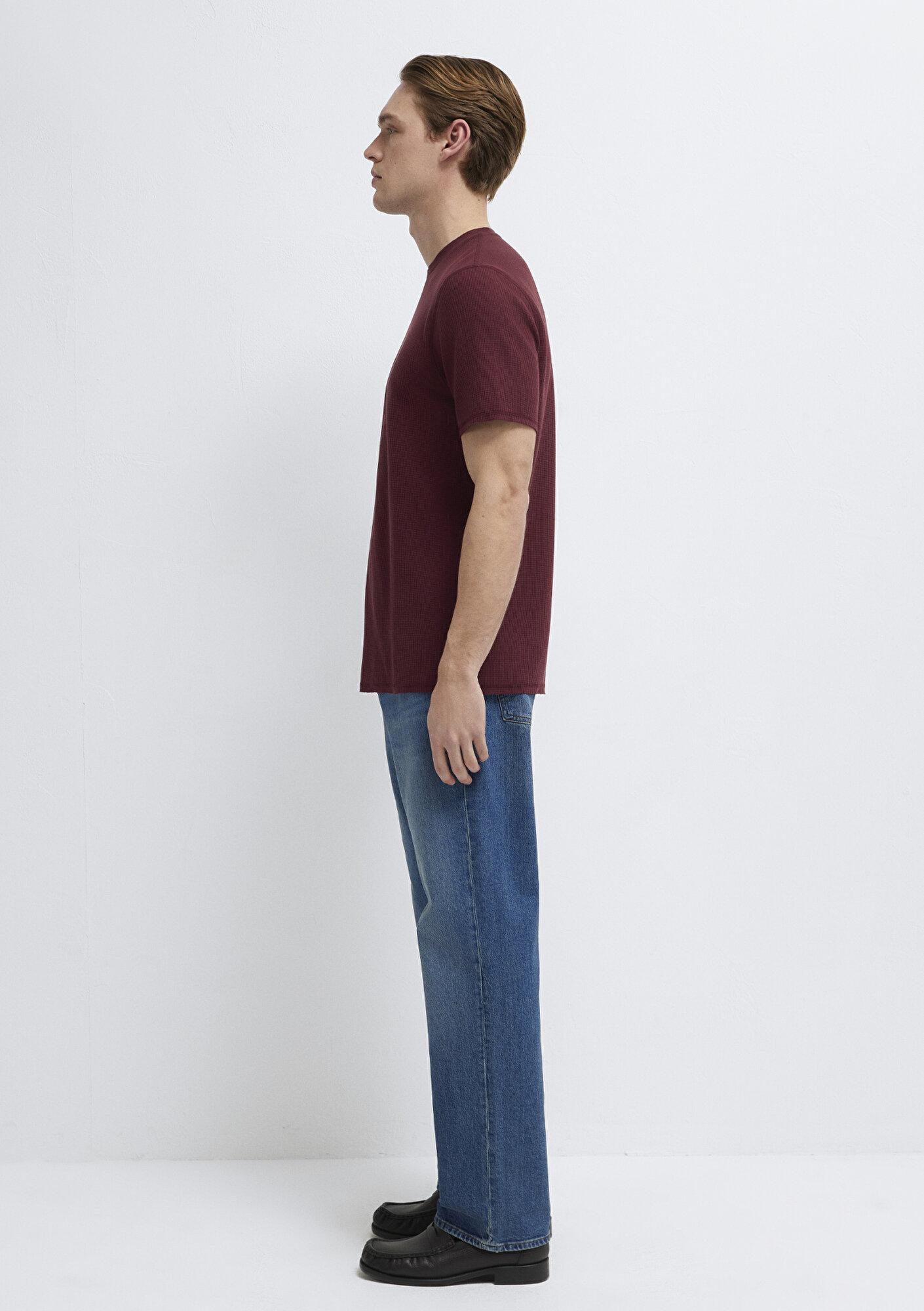 Mavi Dokulu Bordo Basic Tişört Regular Fit / Normal Kesim 0610277-70426