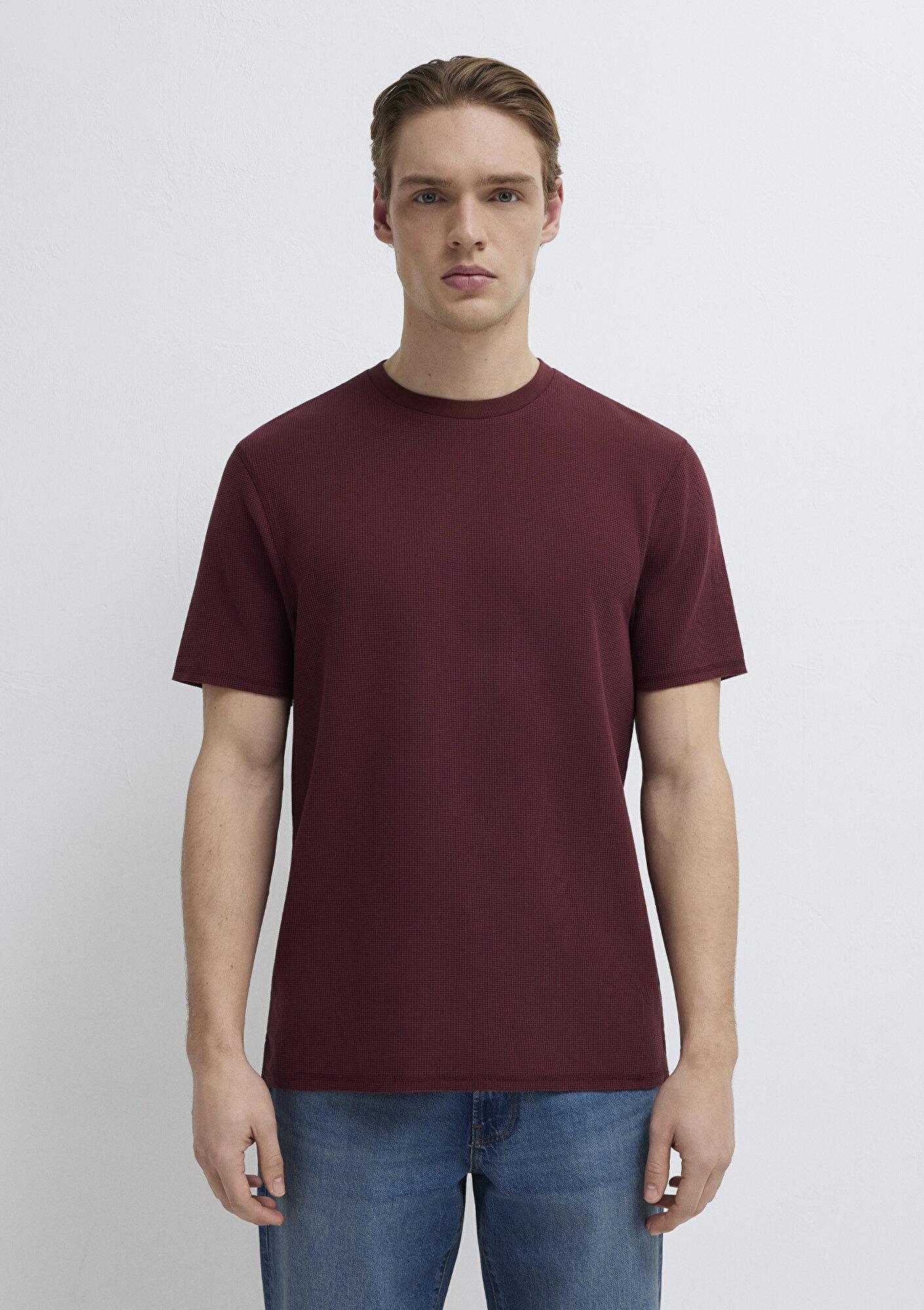 Mavi Dokulu Bordo Basic Tişört Regular Fit / Normal Kesim 0610277-70426