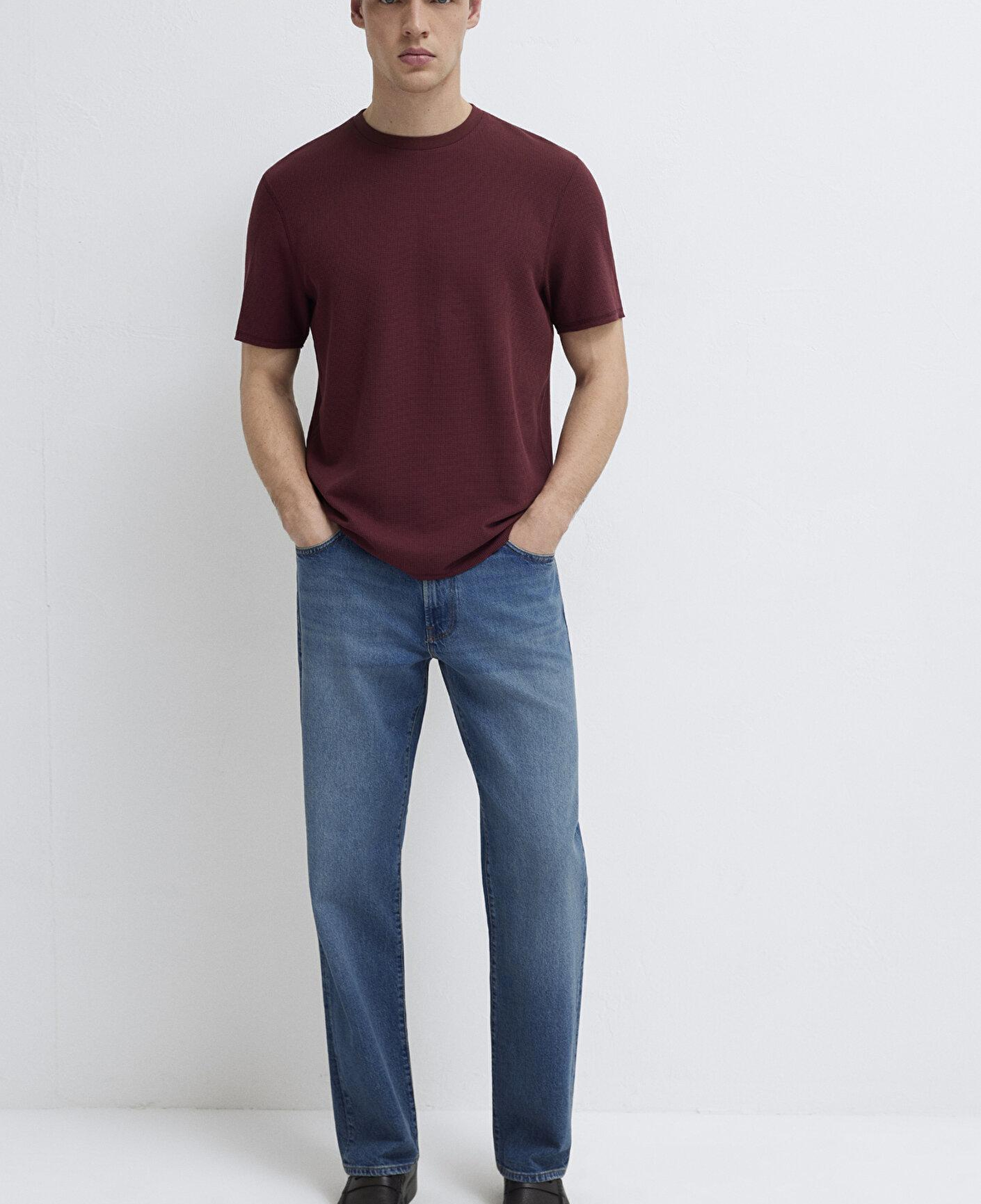 Mavi Dokulu Bordo Basic Tişört Regular Fit / Normal Kesim 0610277-70426