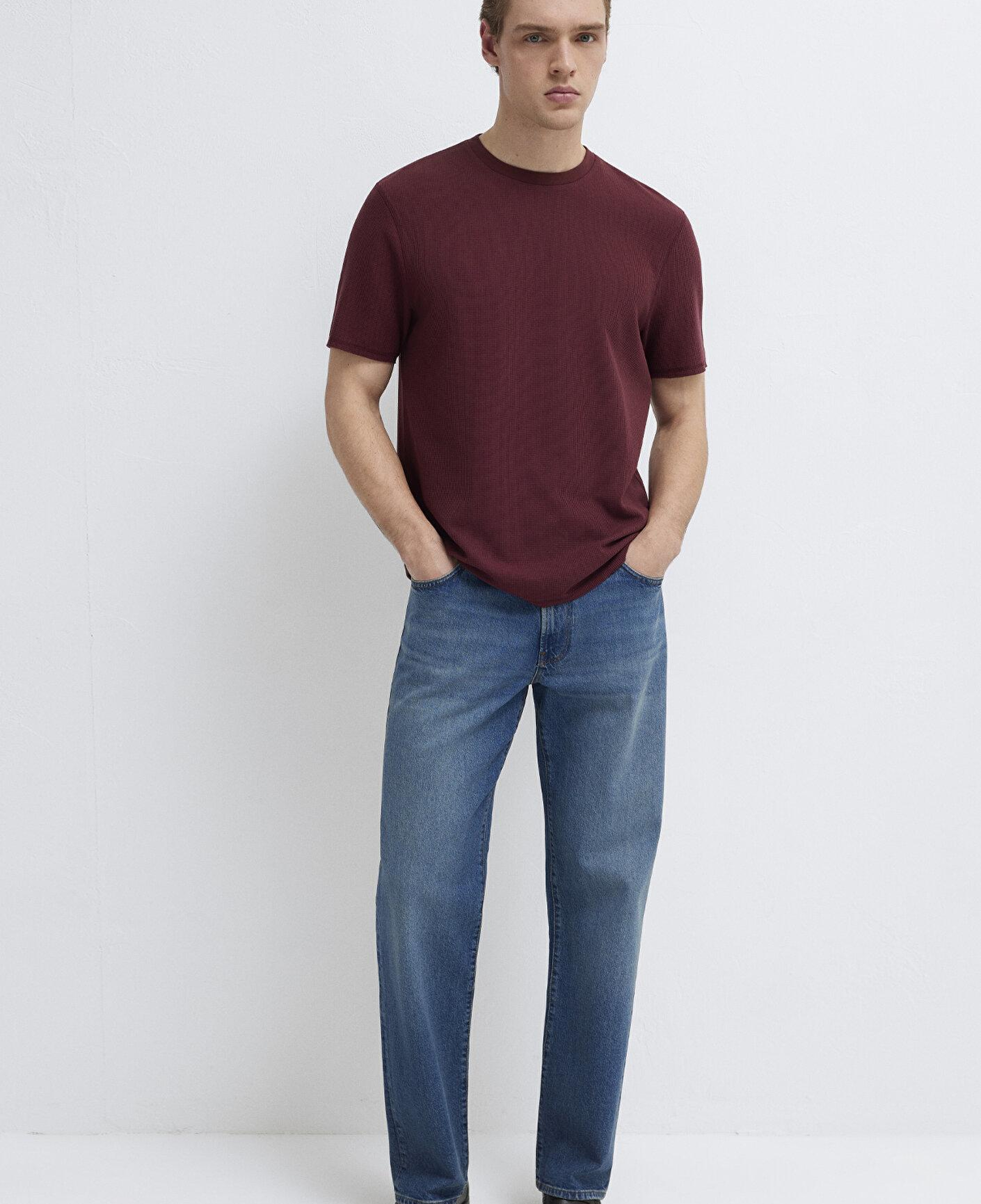Mavi Dokulu Bordo Basic Tişört Regular Fit / Normal Kesim 0610277-70426