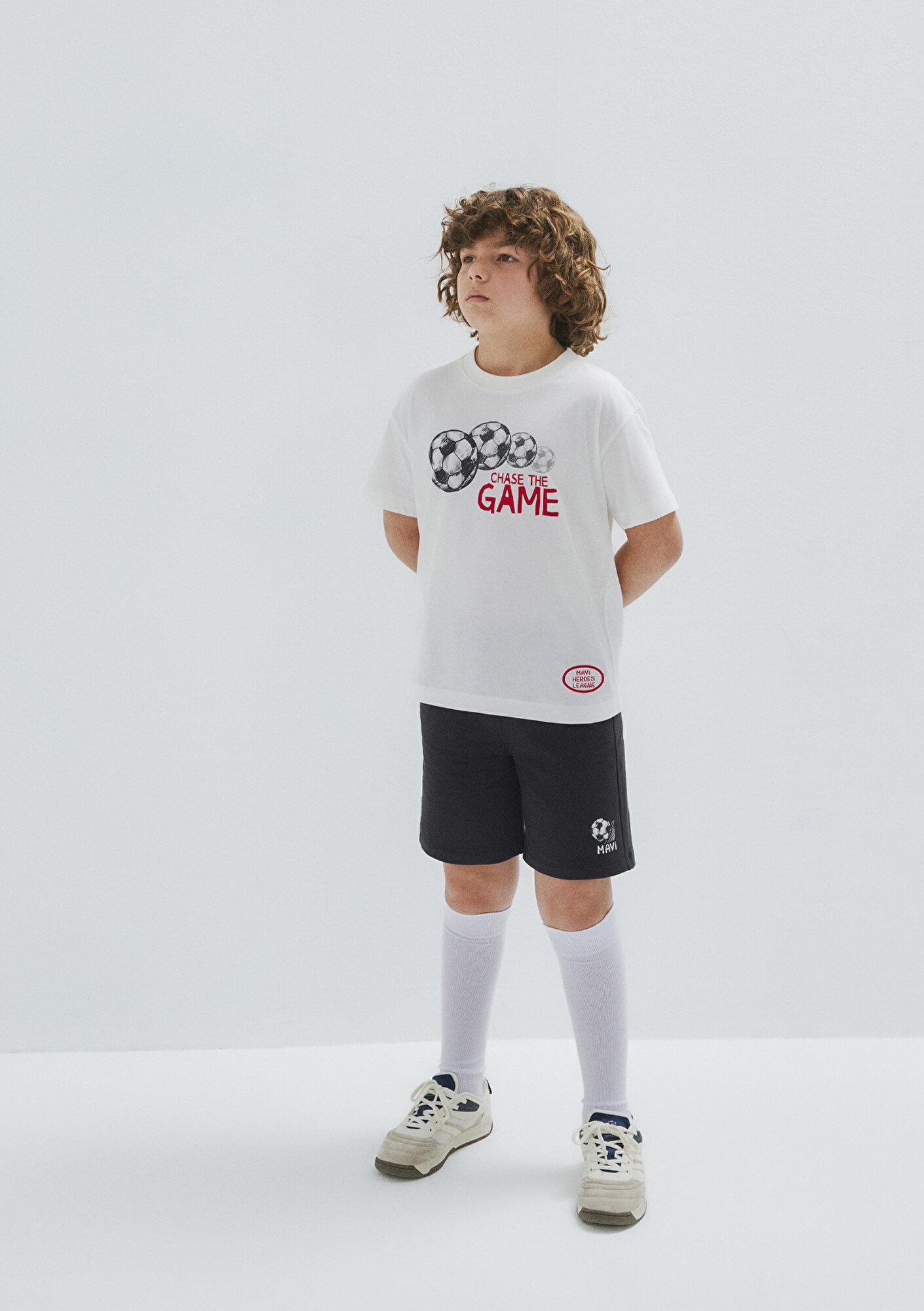 Mavi Chase The Game Baskılı Ekru Tişört Loose Fit / Bol Rahat Kesim 6610480-70057