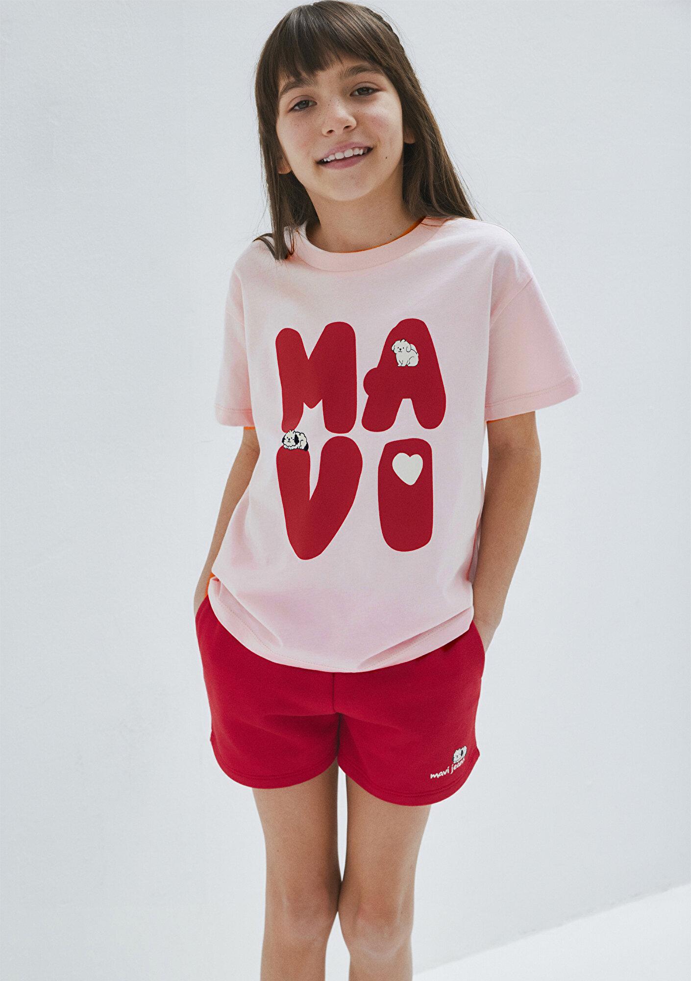 Mavi Mavi Logo Baskılı Pembe Tişört Loose Fit / Bol Rahat Kesim 7610469-91487