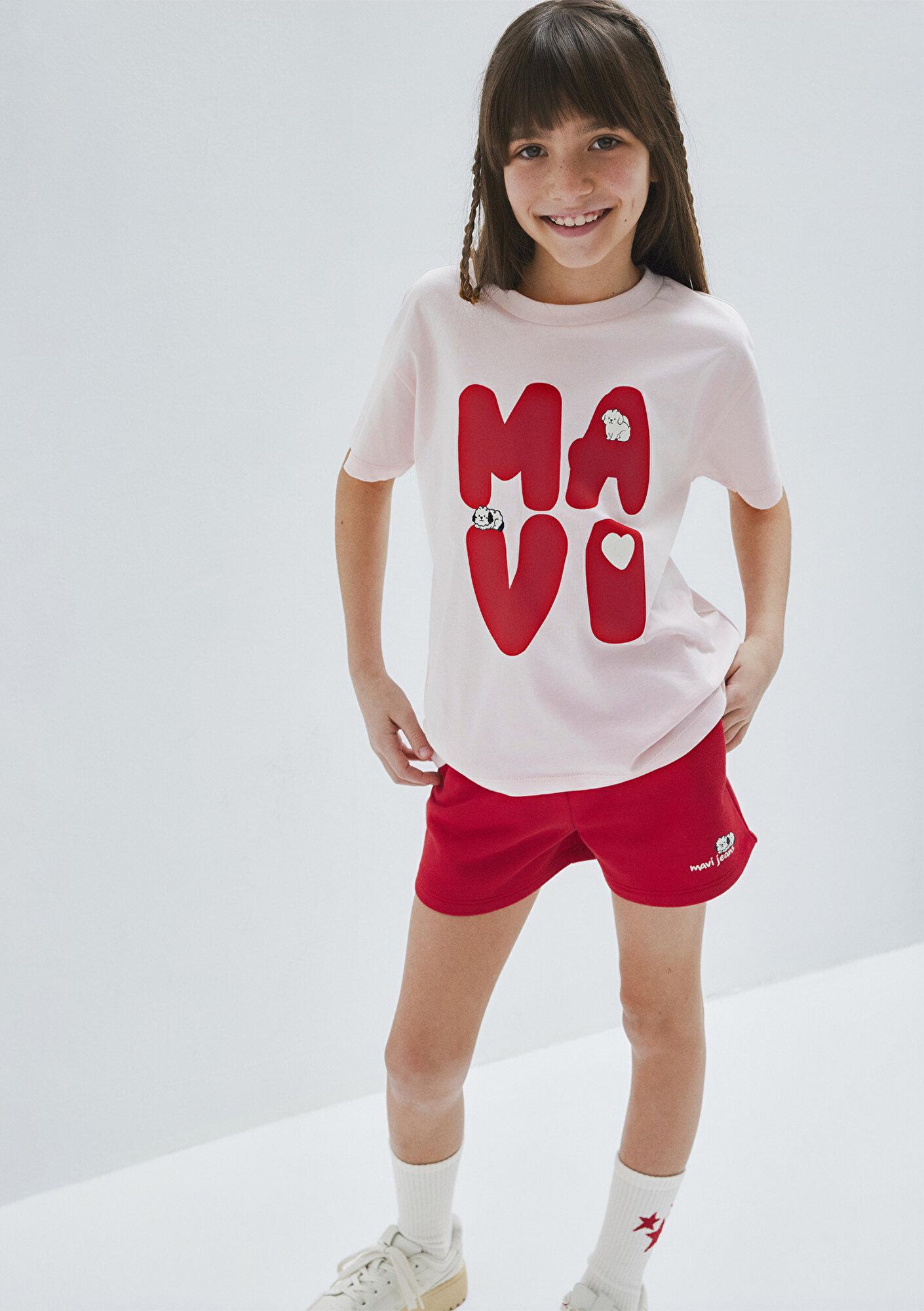 Mavi Mavi Logo Baskılı Pembe Tişört Loose Fit / Bol Rahat Kesim 7610469-91487