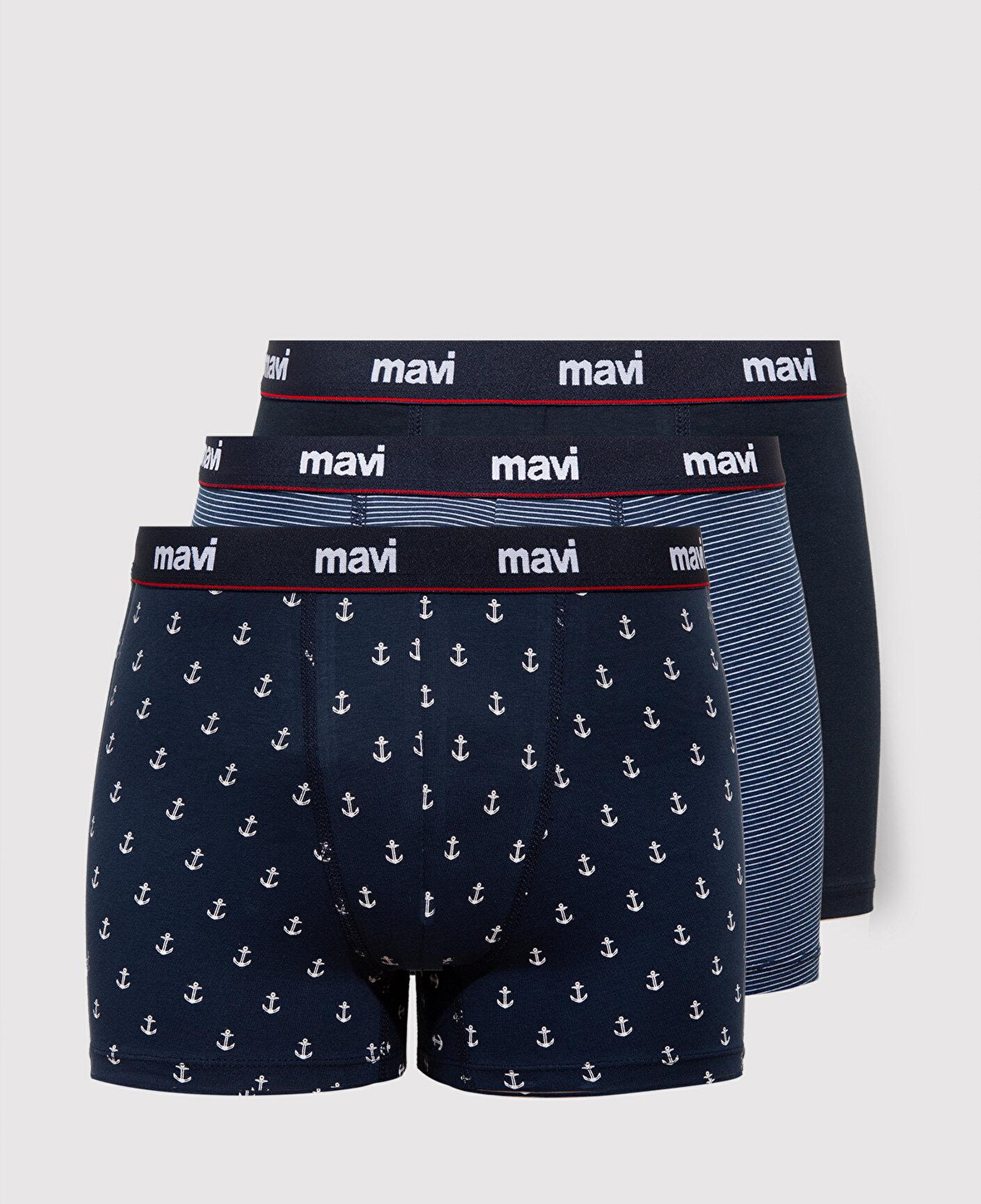 Mavi 3lü Baskılı Lacivert Boxer 0912348-30717