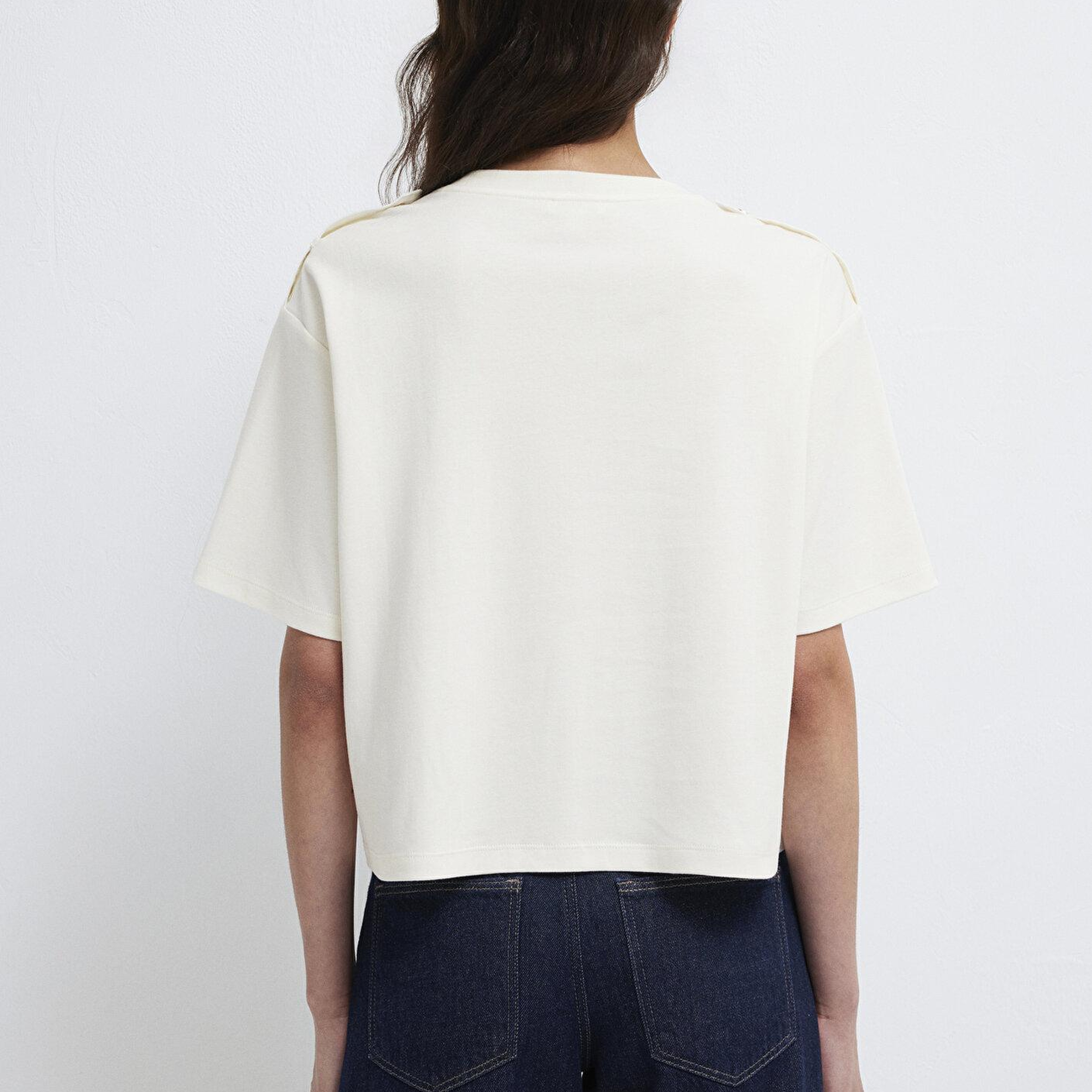 Mavi Ekru Tişört Loose Fit / Bol Rahat Kesim 1614061-80194
