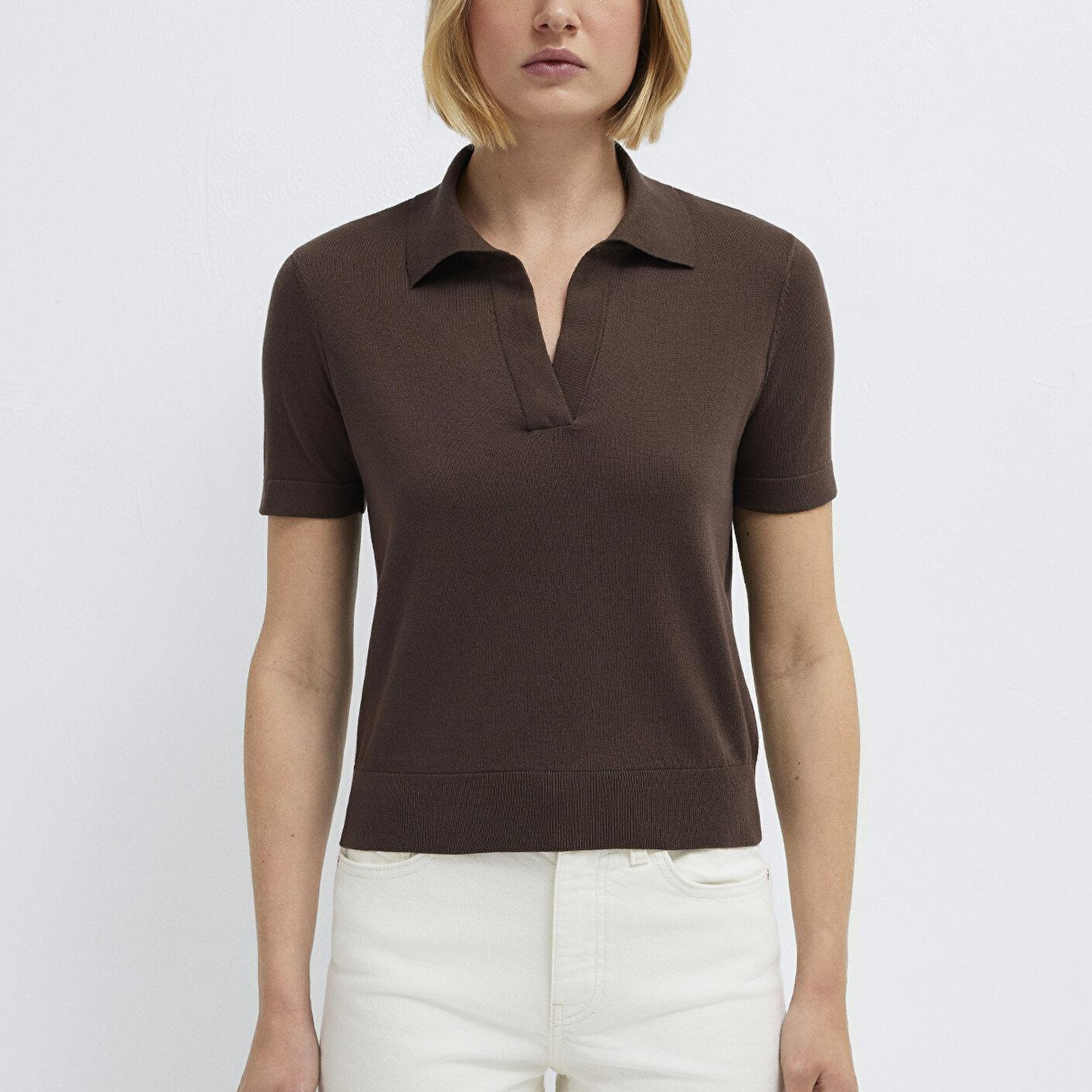 Mavi Kısa Kollu Kahverengi Triko Tişört Slim Fit / Dar Kesim 1710909-88067