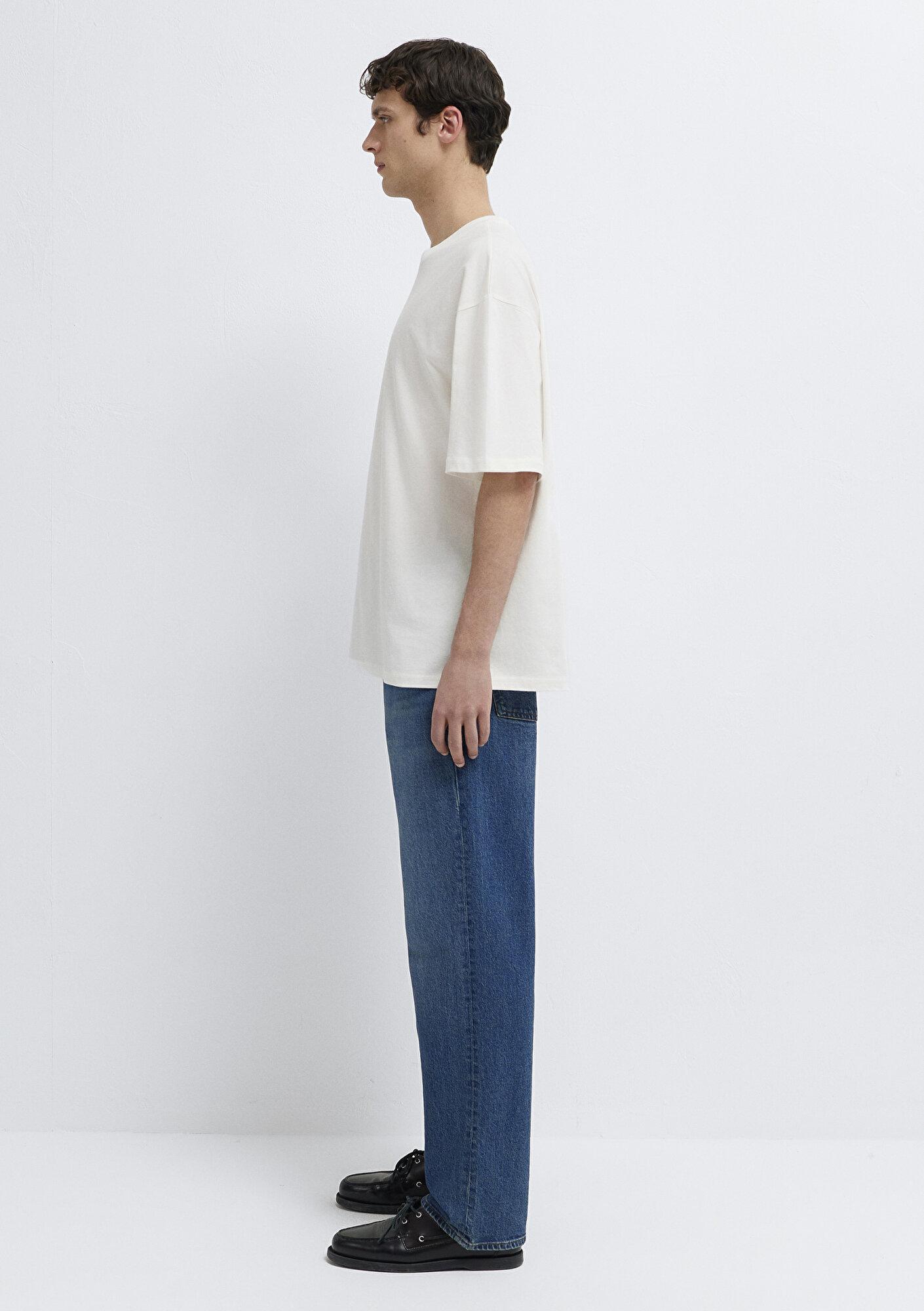 Mavi Mavi Logo Baskılı Ekru Tişört Oversize / Geniş Kesim 0613578-70057
