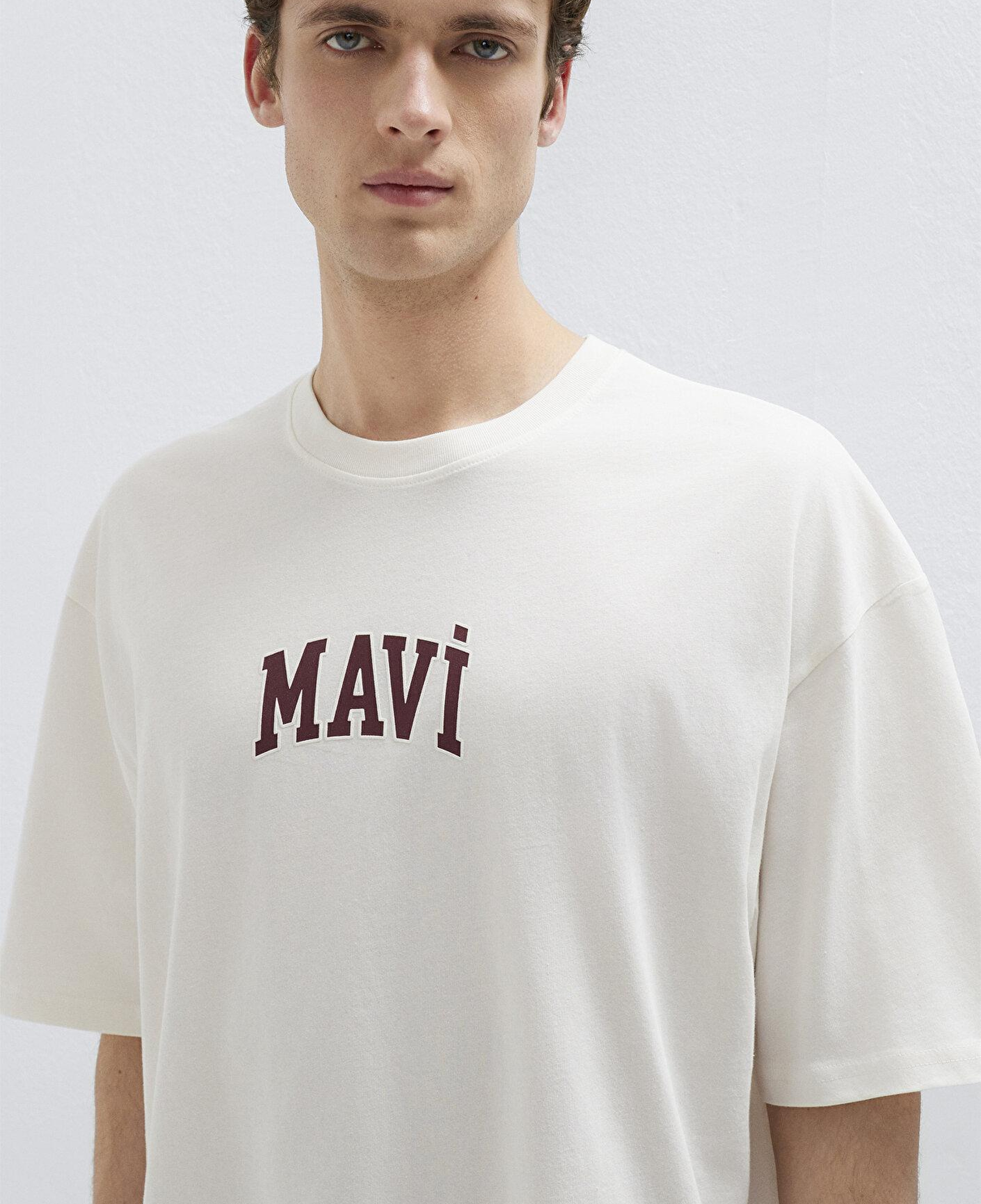 Mavi Mavi Logo Baskılı Ekru Tişört Oversize / Geniş Kesim 0613578-70057