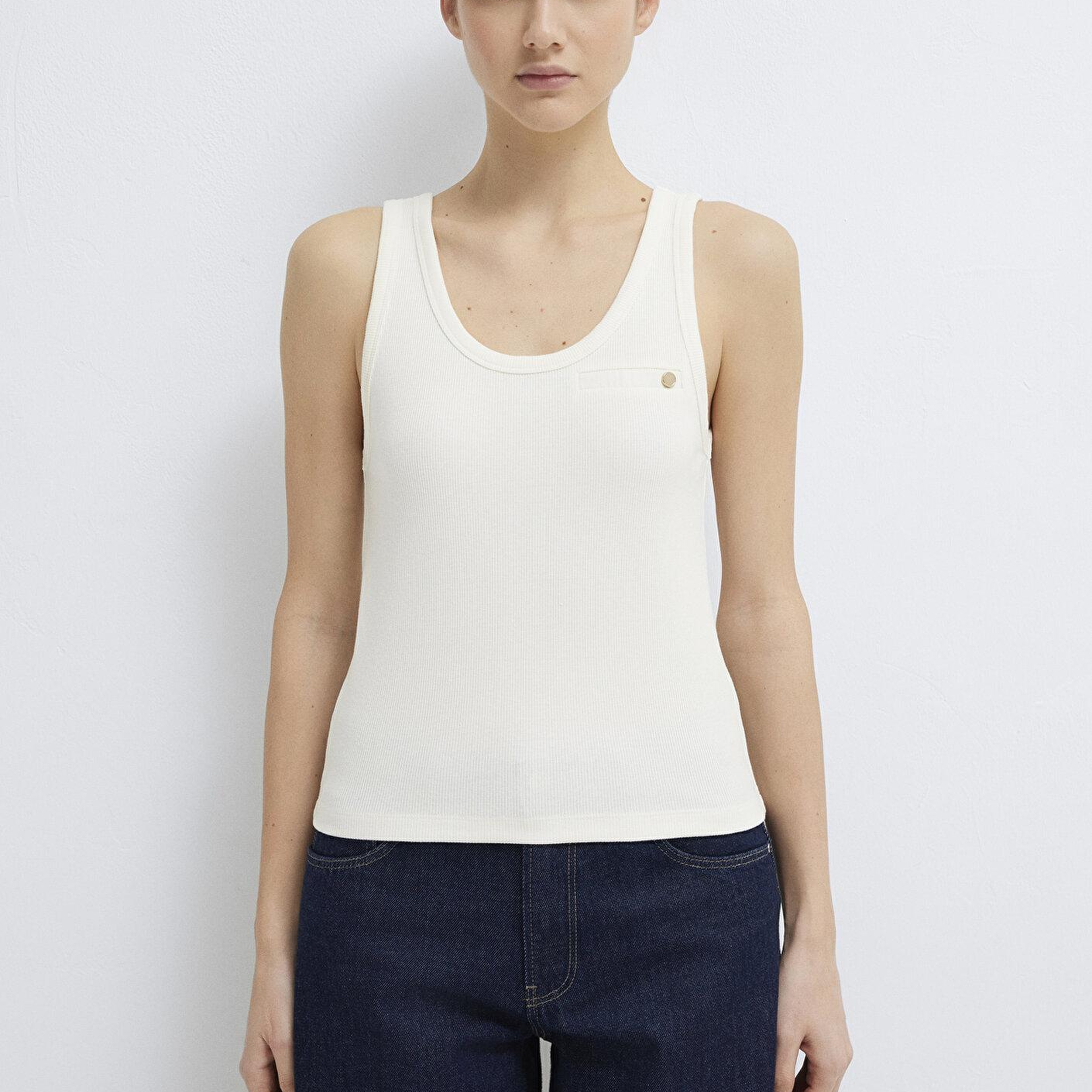 Mavi Ekru Atlet Fitted / Vücuda Oturan Kesim 1614226-80194