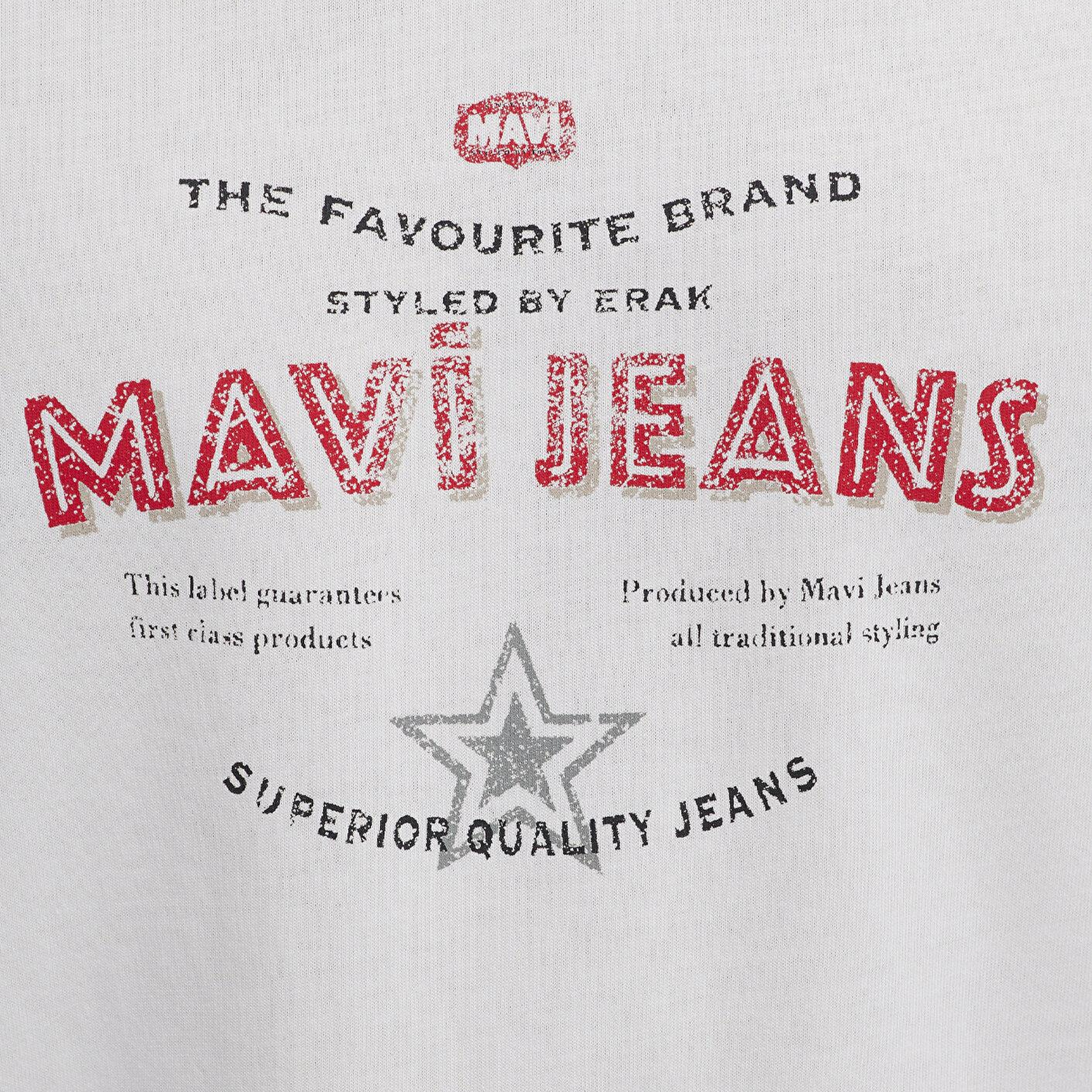 Mavi Mavi Jeans Baskılı Ekru Tişört Loose Fit / Bol Rahat Kesim 0613597-70057