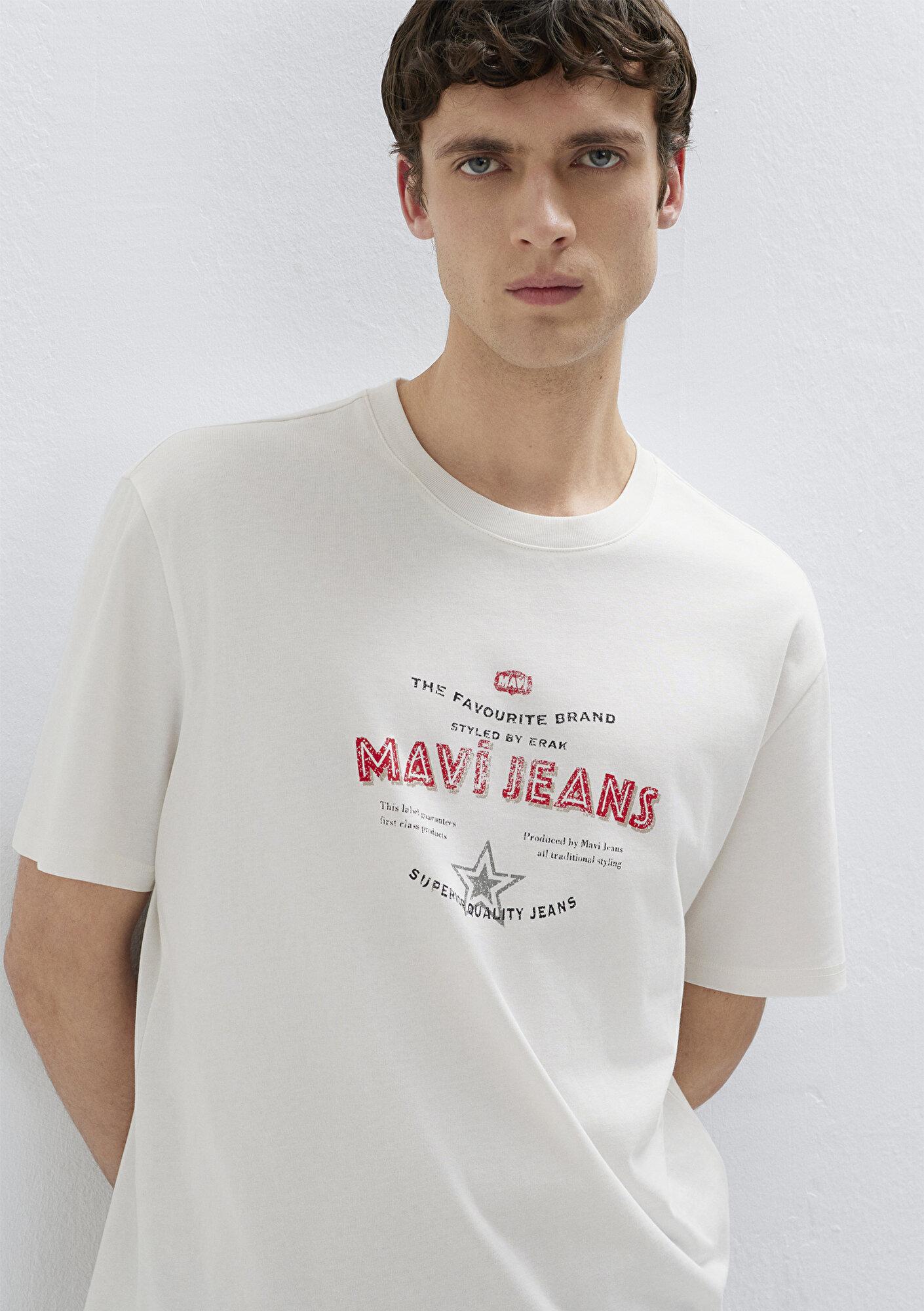 Mavi Mavi Jeans Baskılı Ekru Tişört Loose Fit / Bol Rahat Kesim 0613597-70057