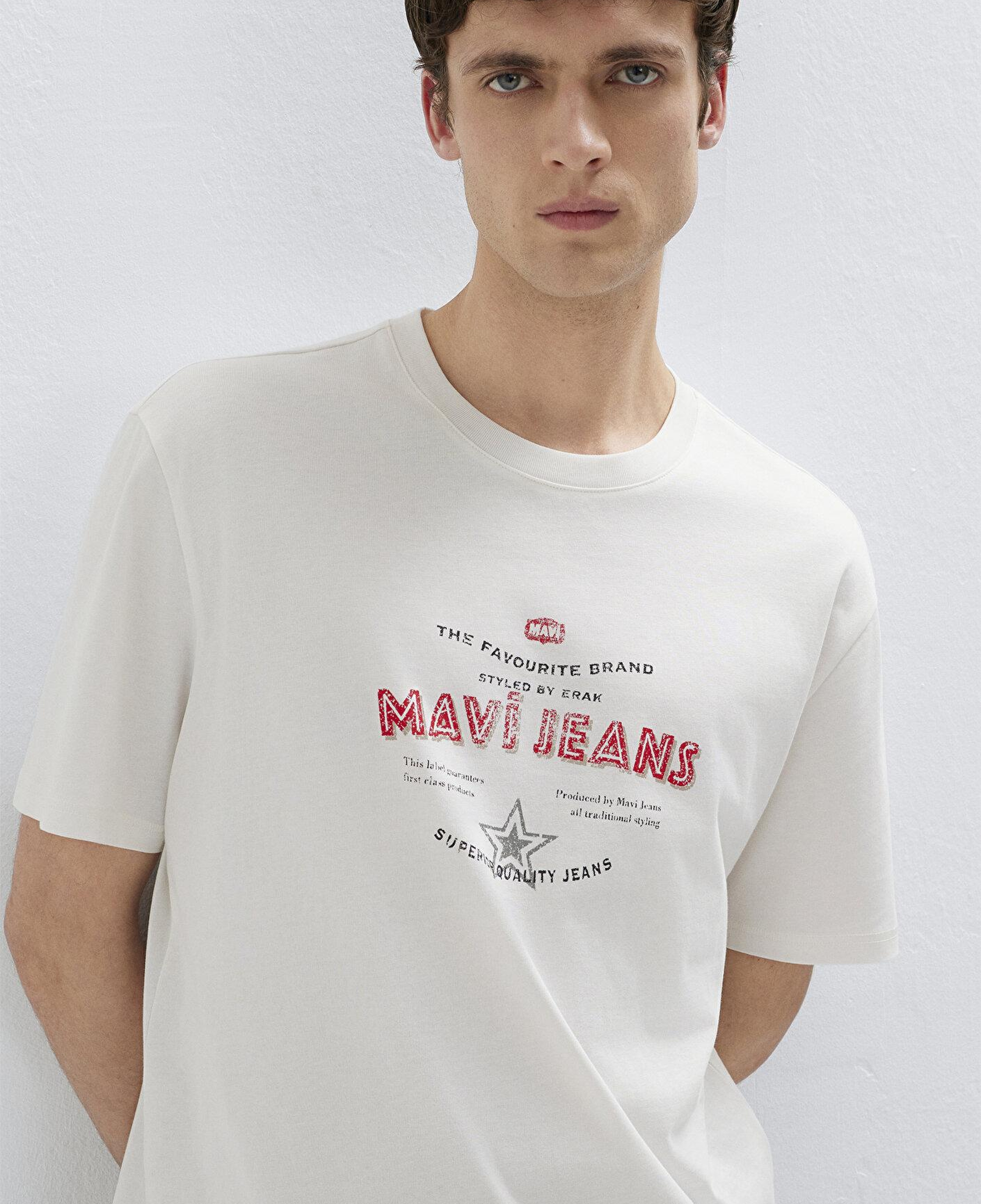 Mavi Mavi Jeans Baskılı Ekru Tişört Loose Fit / Bol Rahat Kesim 0613597-70057