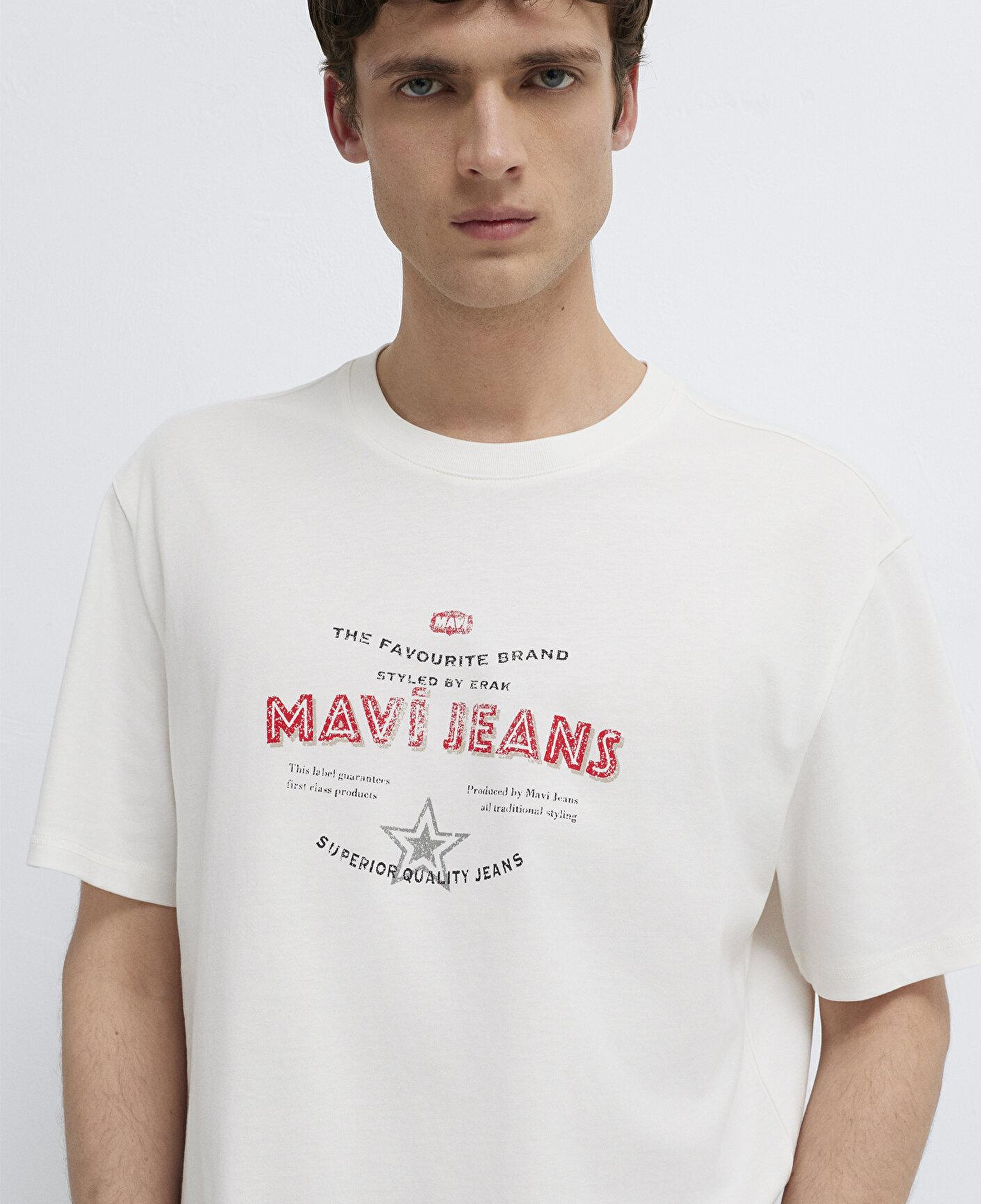 Mavi Mavi Jeans Baskılı Ekru Tişört Loose Fit / Bol Rahat Kesim 0613597-70057