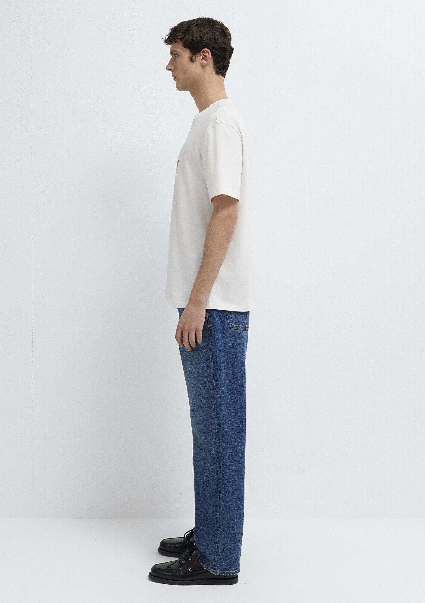 Mavi Mavi Jeans Baskılı Ekru Tişört Loose Fit / Bol Rahat Kesim 0613597-70057