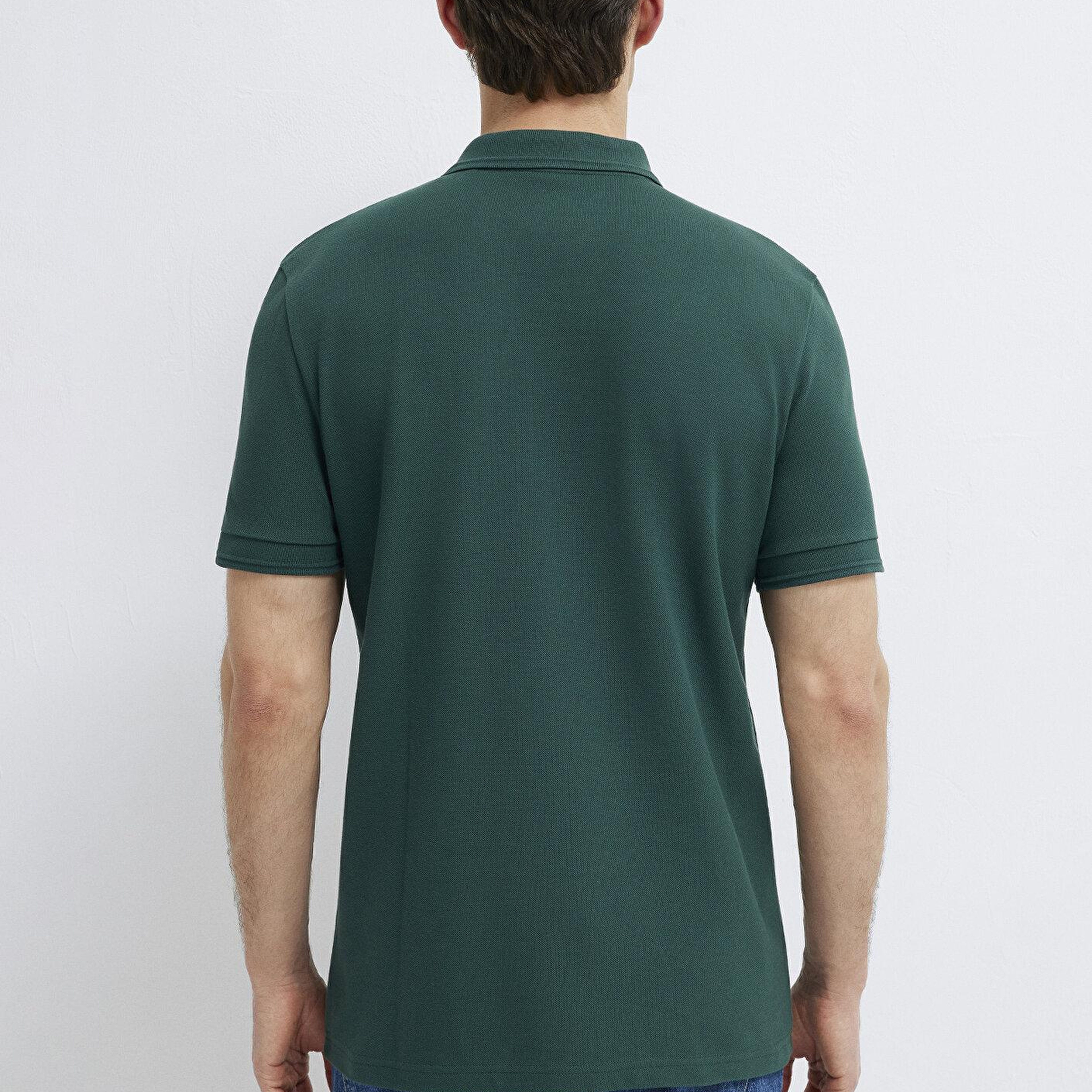Mavi Yeşil Polo Tişört Slim Fit / Dar Kesim 064946-85173