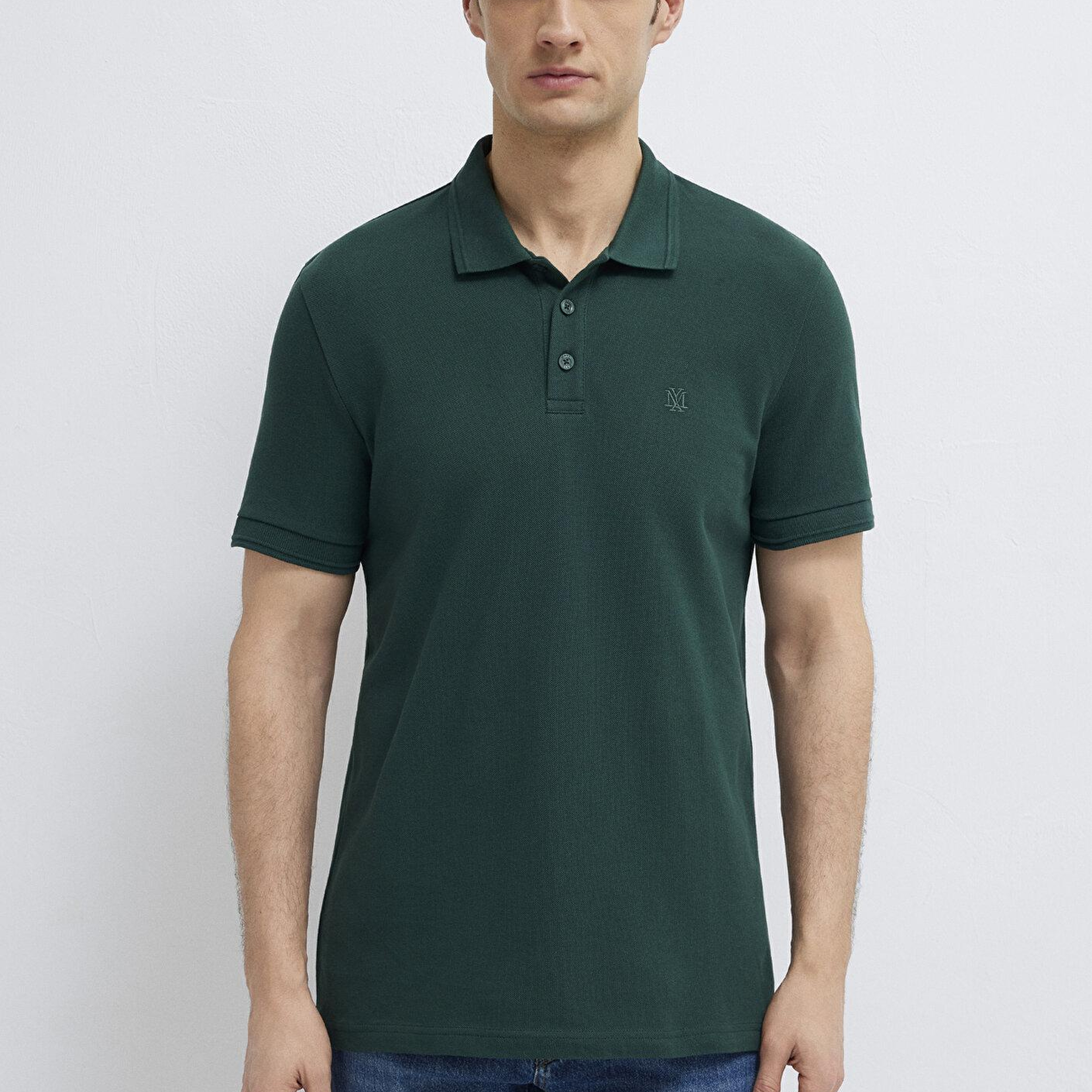 Mavi Yeşil Polo Tişört Slim Fit / Dar Kesim 064946-85173